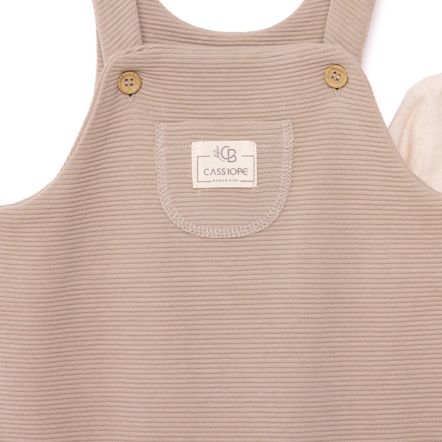 Cassiope Newborn Dungarees Set - Beige - mezetto ebebek ebebek