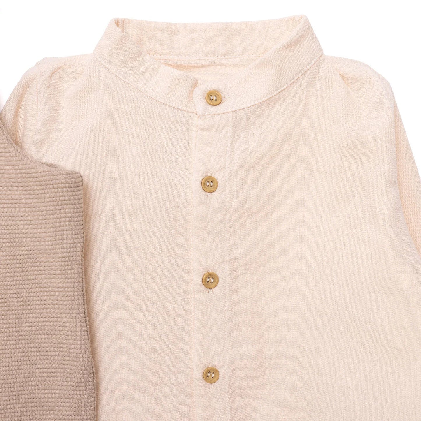 Cassiope Newborn Dungarees Set - Beige - mezetto ebebek ebebek