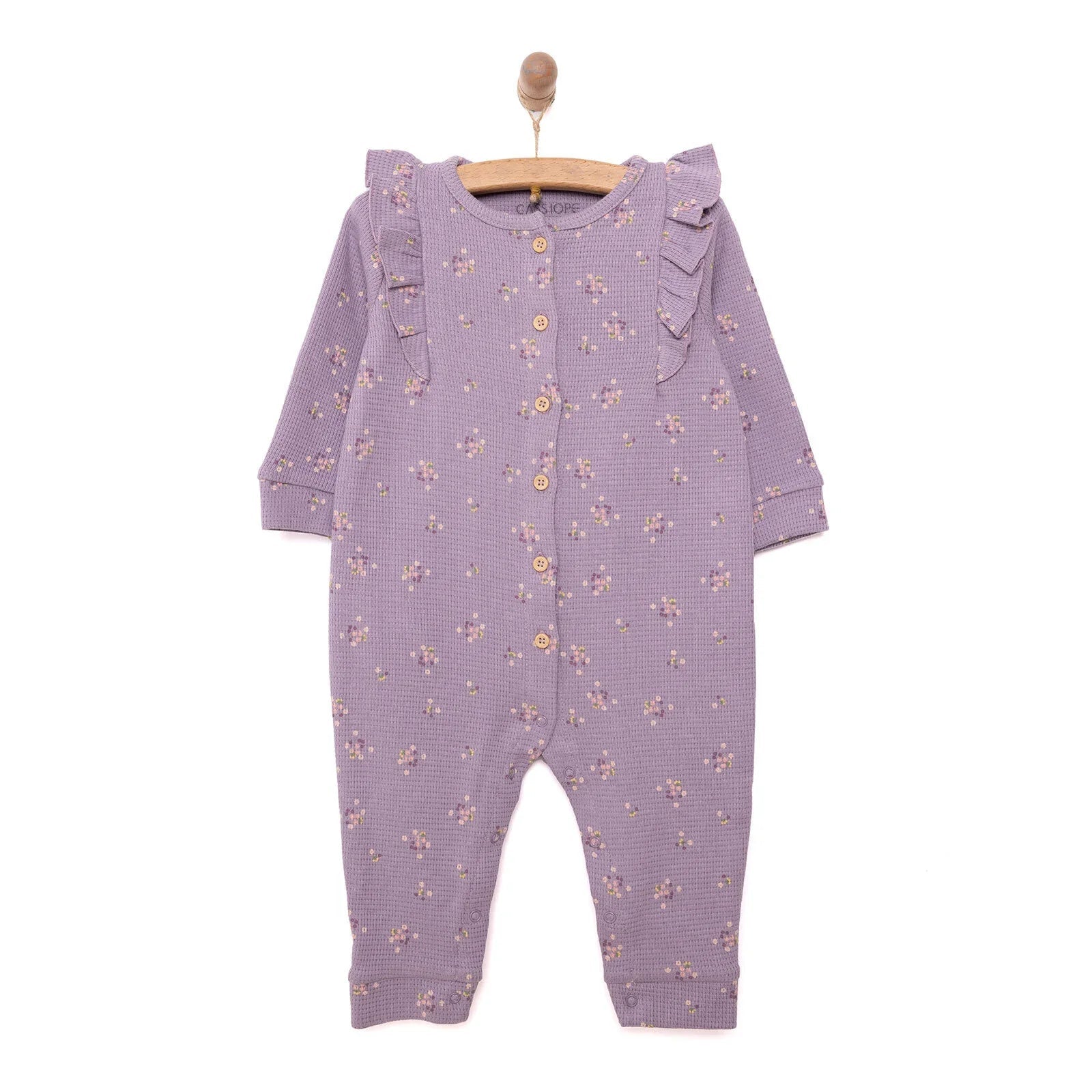 Cassiope Newborn Mini Flowers Jumpsuit - Purple - mezetto ebebek ebebek