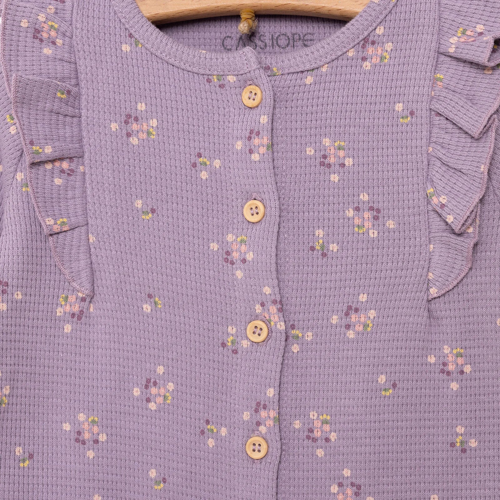 Cassiope Newborn Mini Flowers Jumpsuit - Purple - mezetto ebebek ebebek