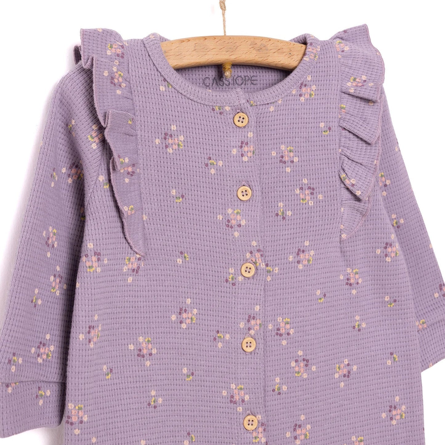 Cassiope Newborn Mini Flowers Jumpsuit - Purple - mezetto ebebek ebebek