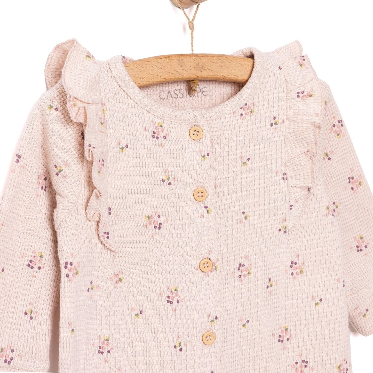 Cassiope Newborn Mini Flowers Jumpsuit - Salmon - mezetto ebebek ebebek