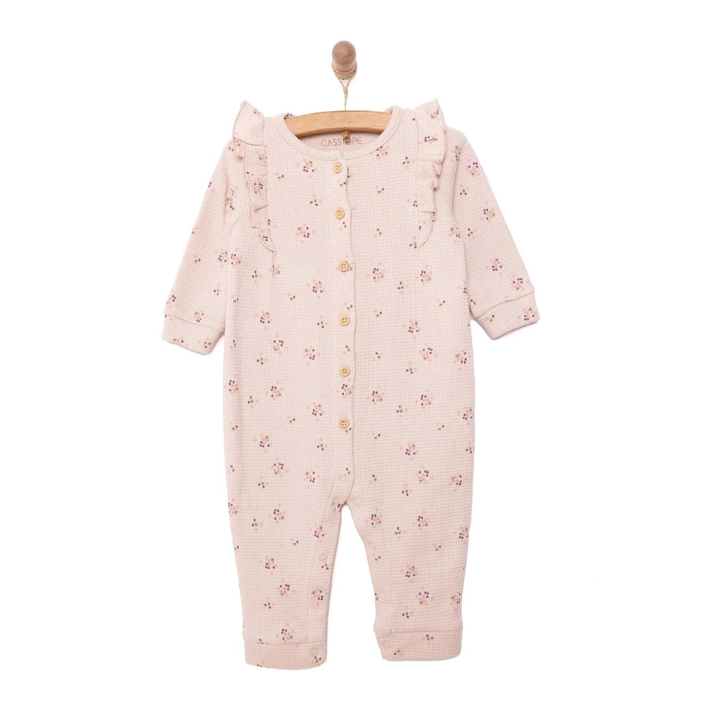 Cassiope Newborn Mini Flowers Jumpsuit - Salmon - mezetto ebebek ebebek