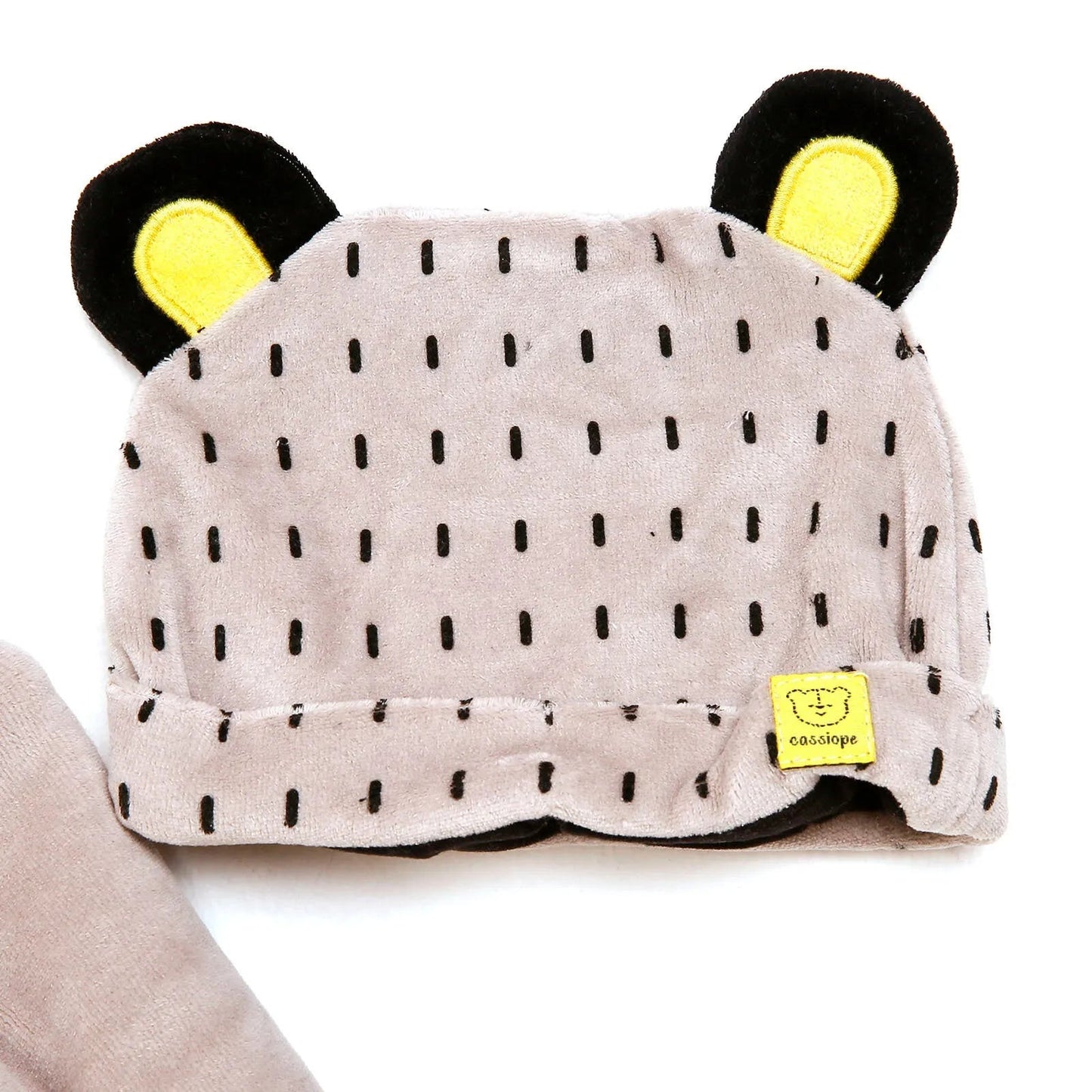 Cassiope Newborn Panda Velvet Jumpsuit - Grey - mezetto ebebek ebebek