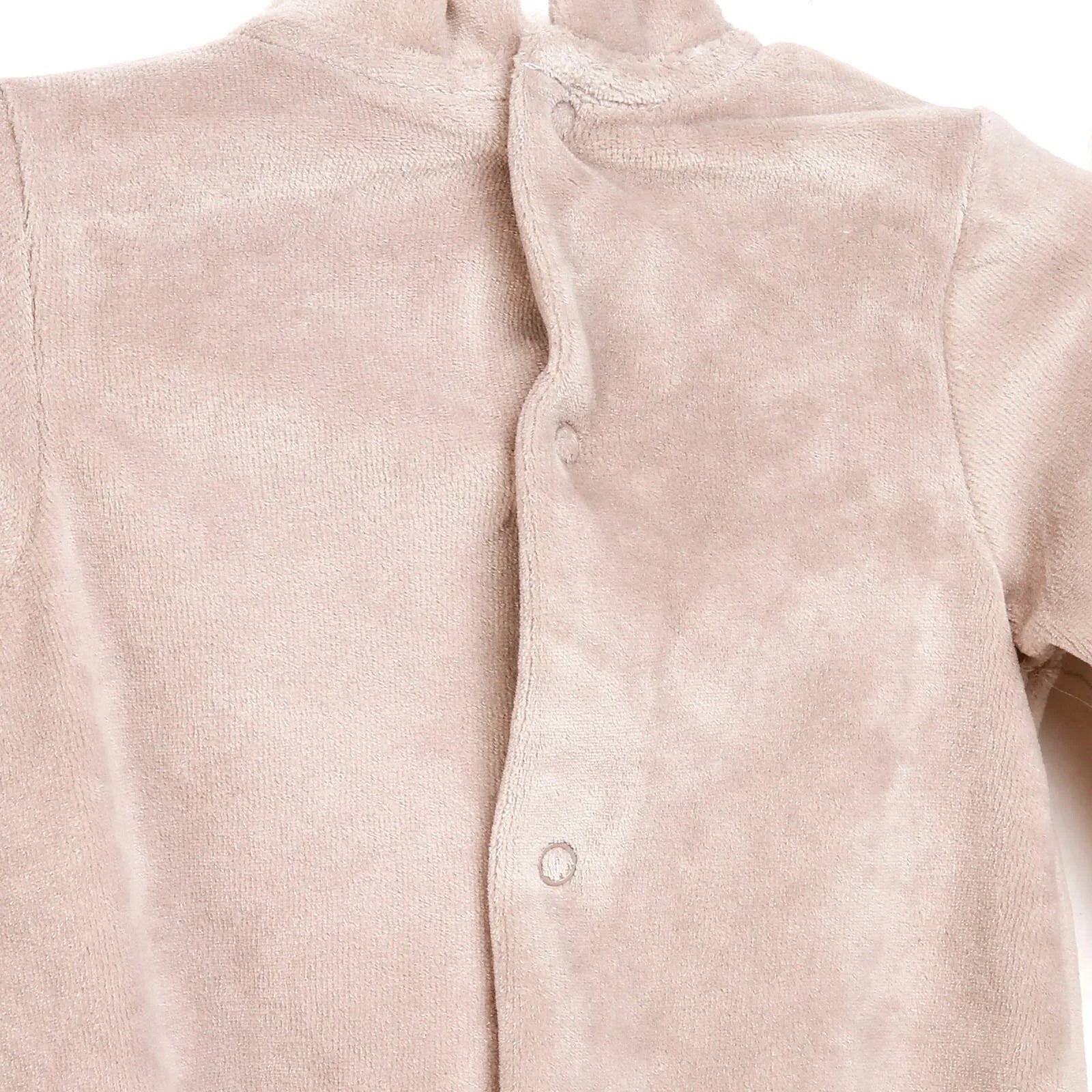 Cassiope Newborn Panda Velvet Jumpsuit - Grey - mezetto ebebek ebebek
