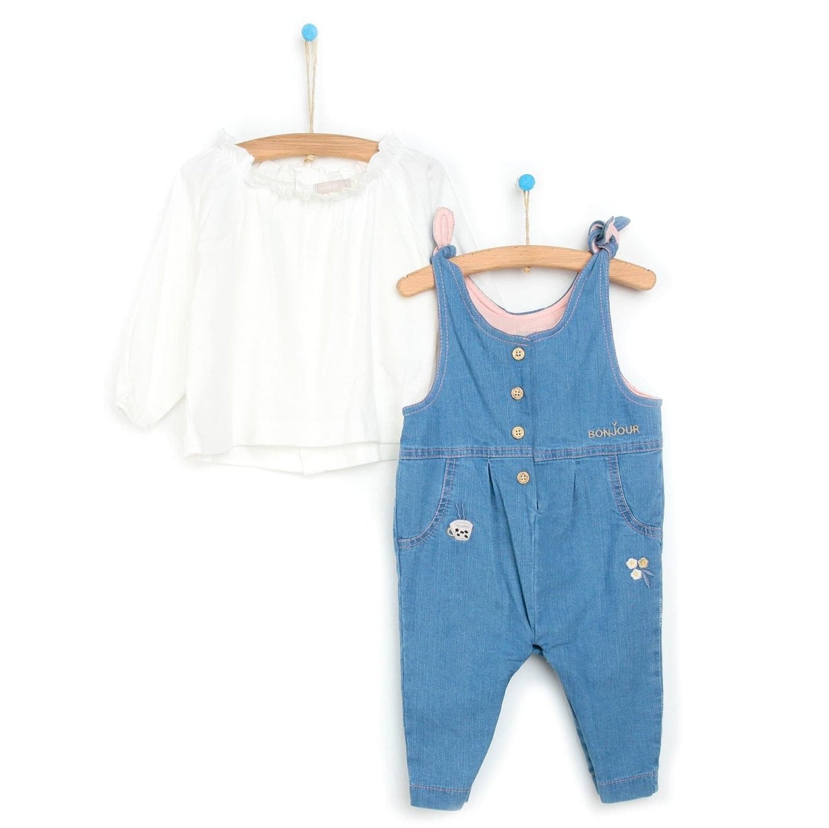 Cassiope Overall Shorts - Sweatshirt - Blue - mezetto ebebek ebebek
