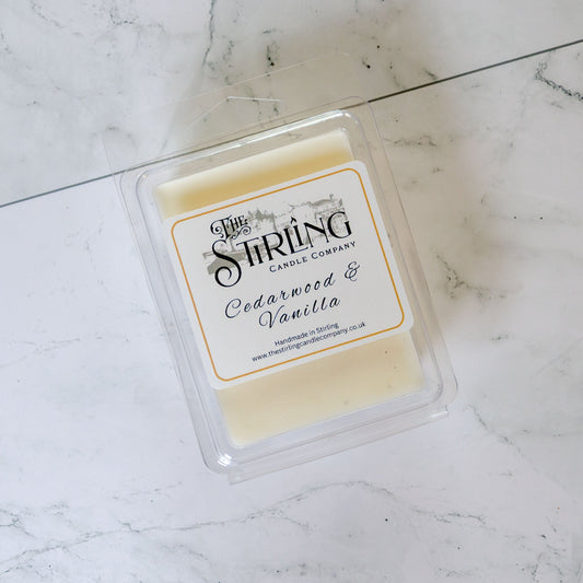 Cedarwood & Vanilla - Wax Melt Clamshell - mezetto Shopify Collective The Stirling Candle Company