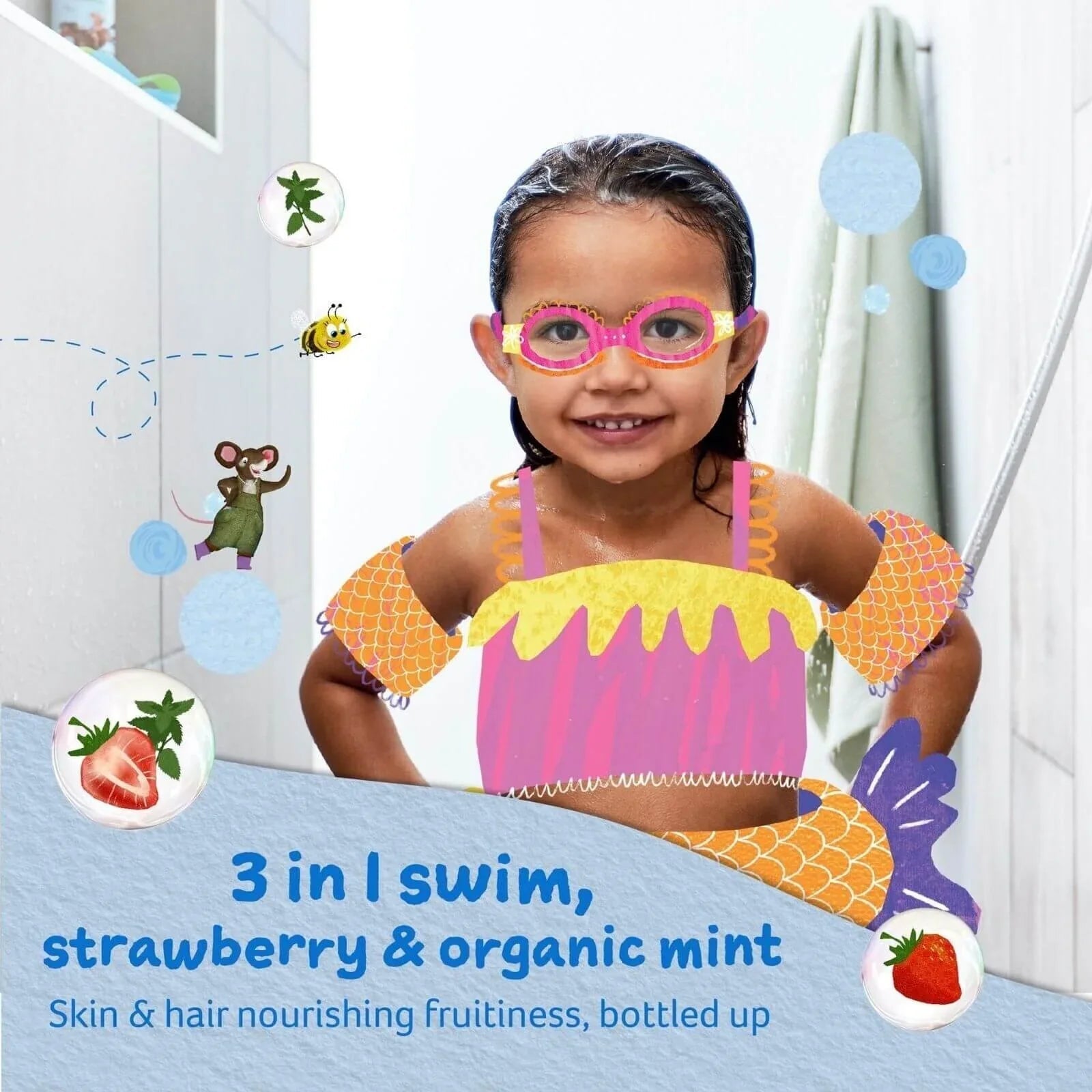 Childs Farm 3 - in - 1 Swim Strawberry & Organic Mint 250ml - mezetto ebebek ebebek