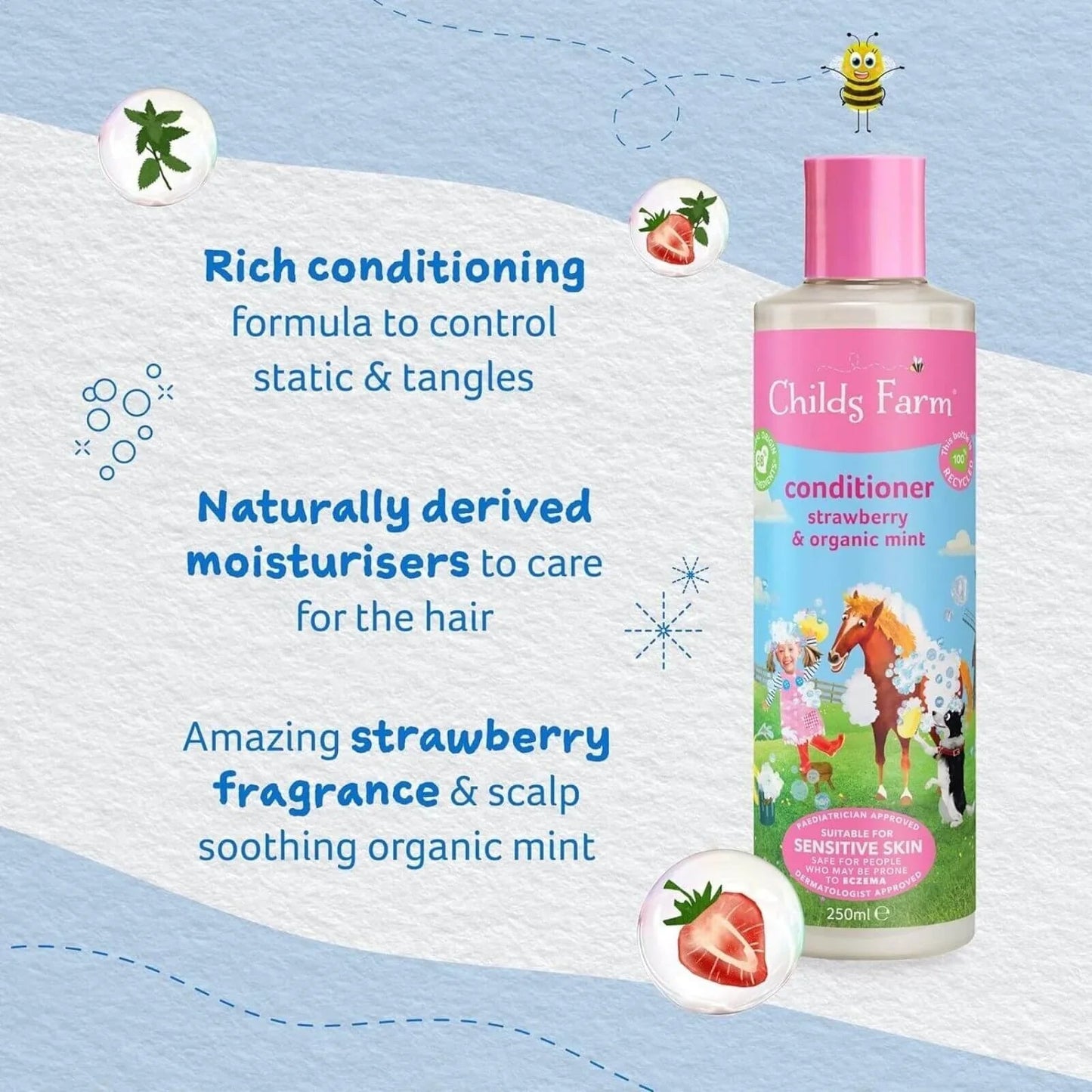 Childs Farm Conditioner Strawberry & Organic Mint 250ml - mezetto ebebek ebebek