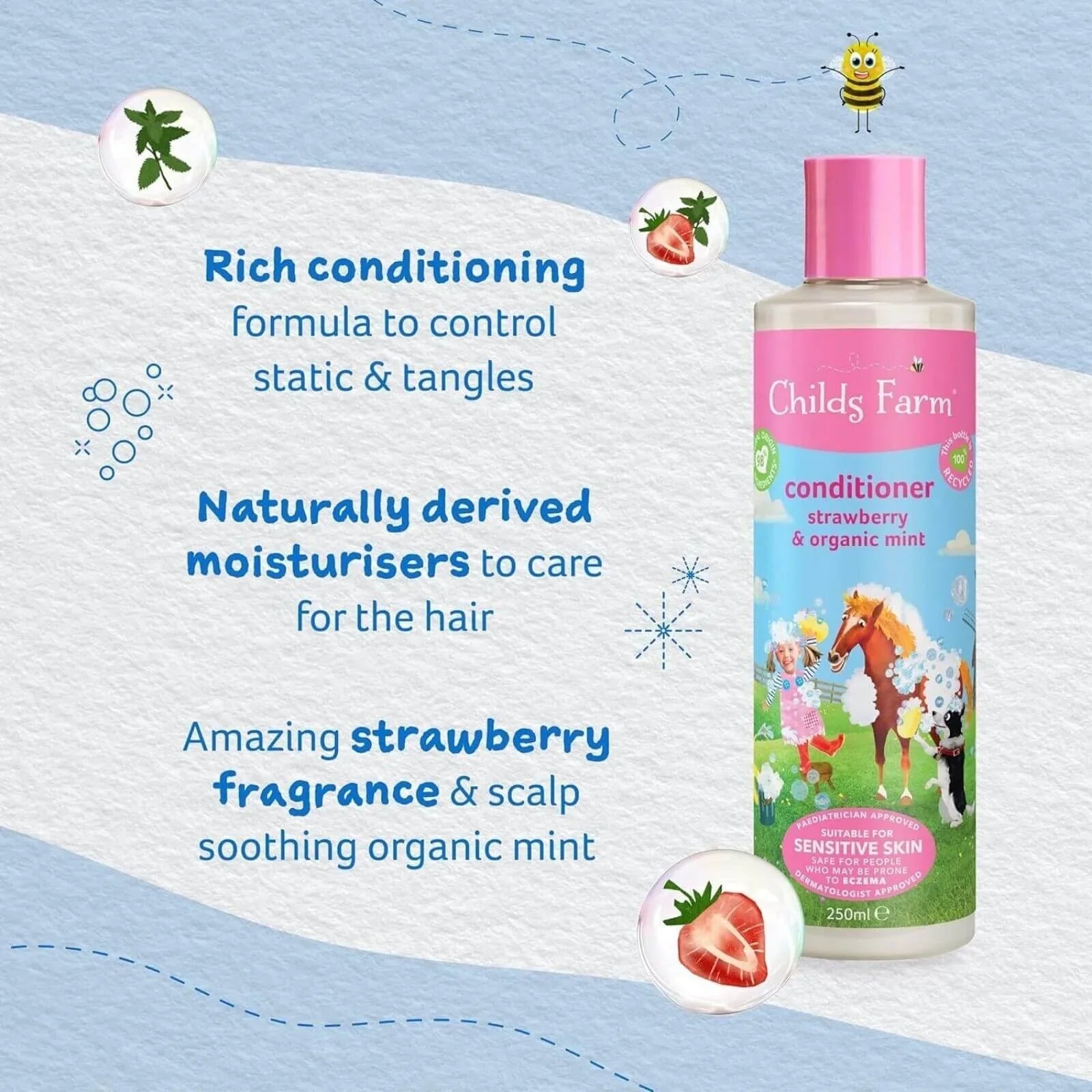 Childs Farm Conditioner Strawberry & Organic Mint 250ml - mezetto ebebek ebebek