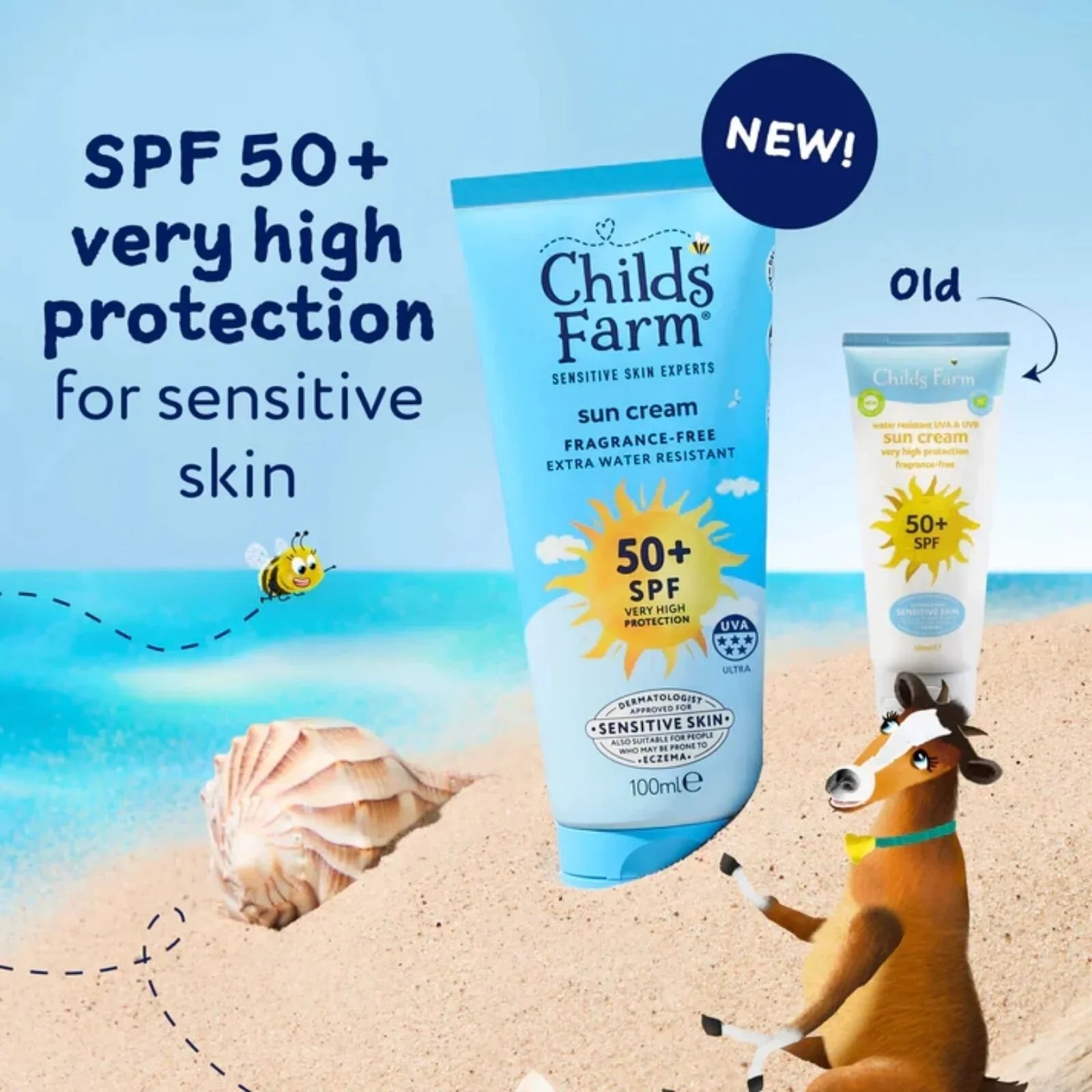 Childs Farm SPF 50+ Sun Cream Fragrance Free Sunscreen for Kids & Sensitive Skin 100ml - mezetto ebebek ebebek