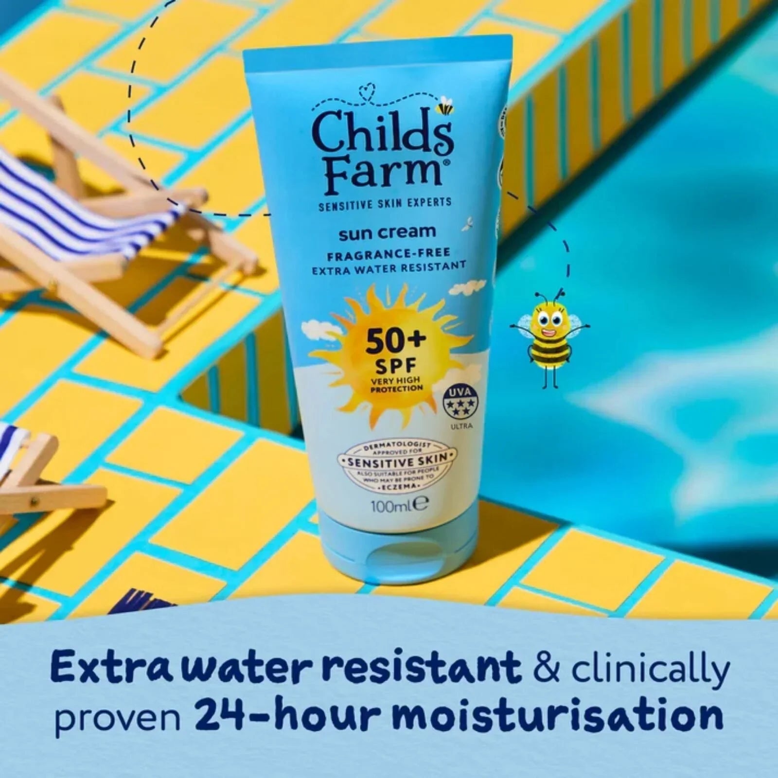 Childs Farm SPF 50+ Sun Cream Fragrance Free Sunscreen for Kids & Sensitive Skin 100ml - mezetto ebebek ebebek