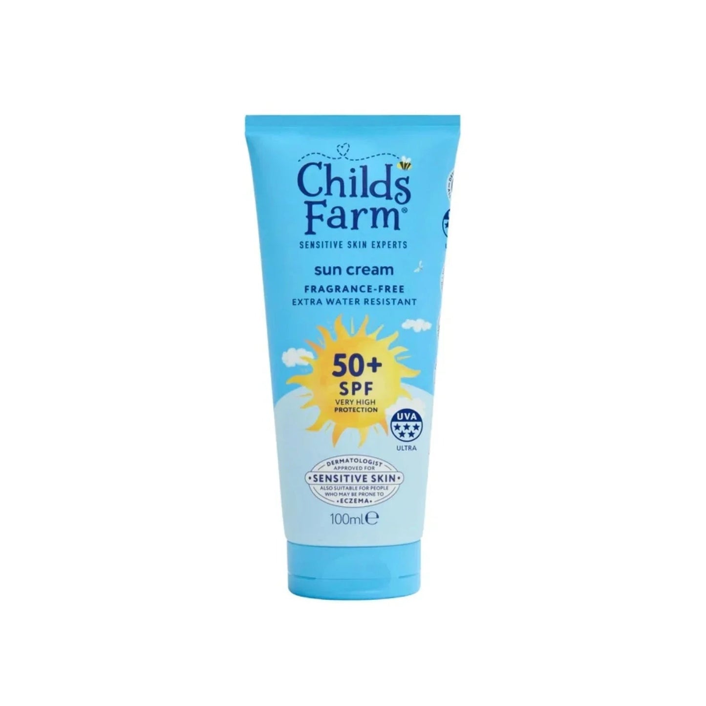 Childs Farm SPF 50+ Sun Cream Fragrance Free Sunscreen for Kids & Sensitive Skin 100ml - mezetto ebebek ebebek