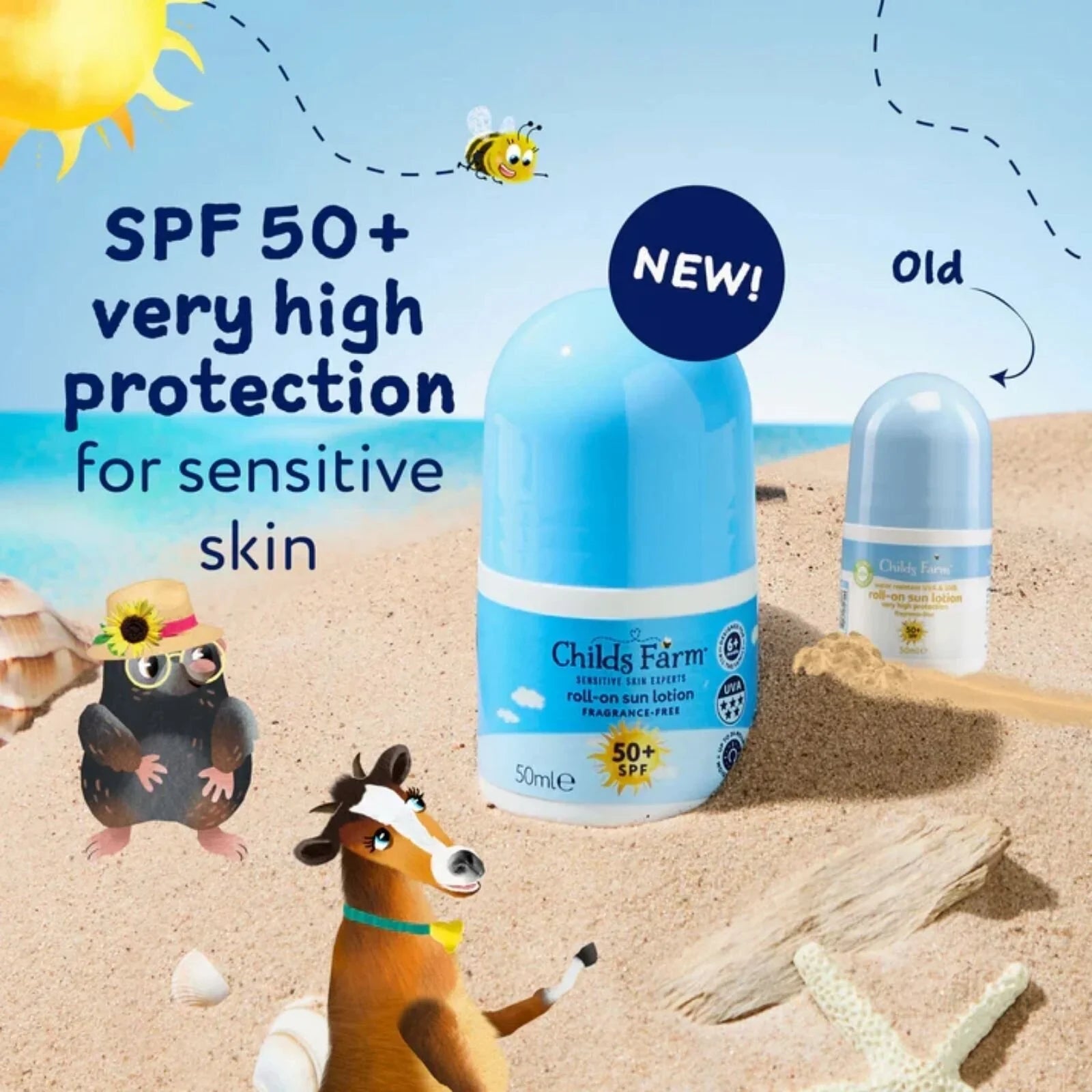Childs Farm SPF50+ Roll On Fragrance Free Sun Lotion 50ml - mezetto ebebek ebebek