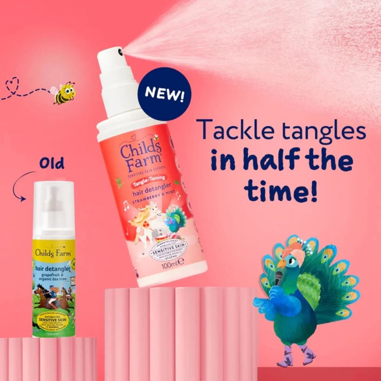 Childs Farm Tangle Taming 3 - in - 1 Hair Detangler 100ml - Strawberry & Mint - mezetto ebebek ebebek