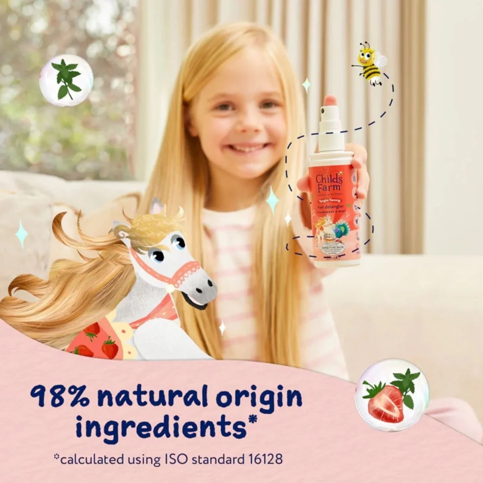 Childs Farm Tangle Taming 3 - in - 1 Hair Detangler 100ml - Strawberry & Mint - mezetto ebebek ebebek