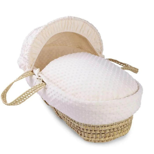 Clair de Lune Cream Dimple Palm Moses Basket - Cream - mezetto ebebek ebebek