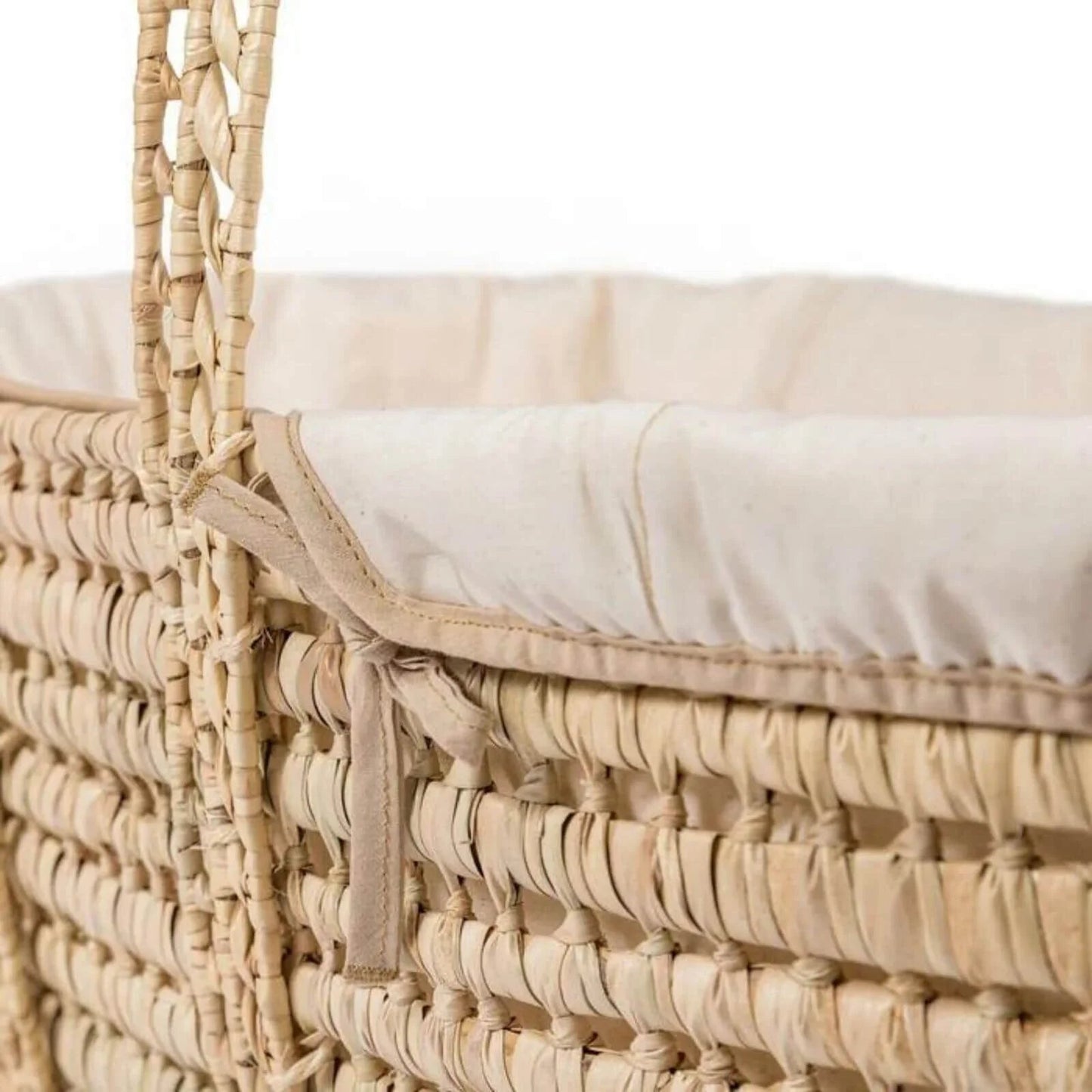 Clair de Lune Cream Organic Palm Moses Basket - Cream - mezetto ebebek ebebek