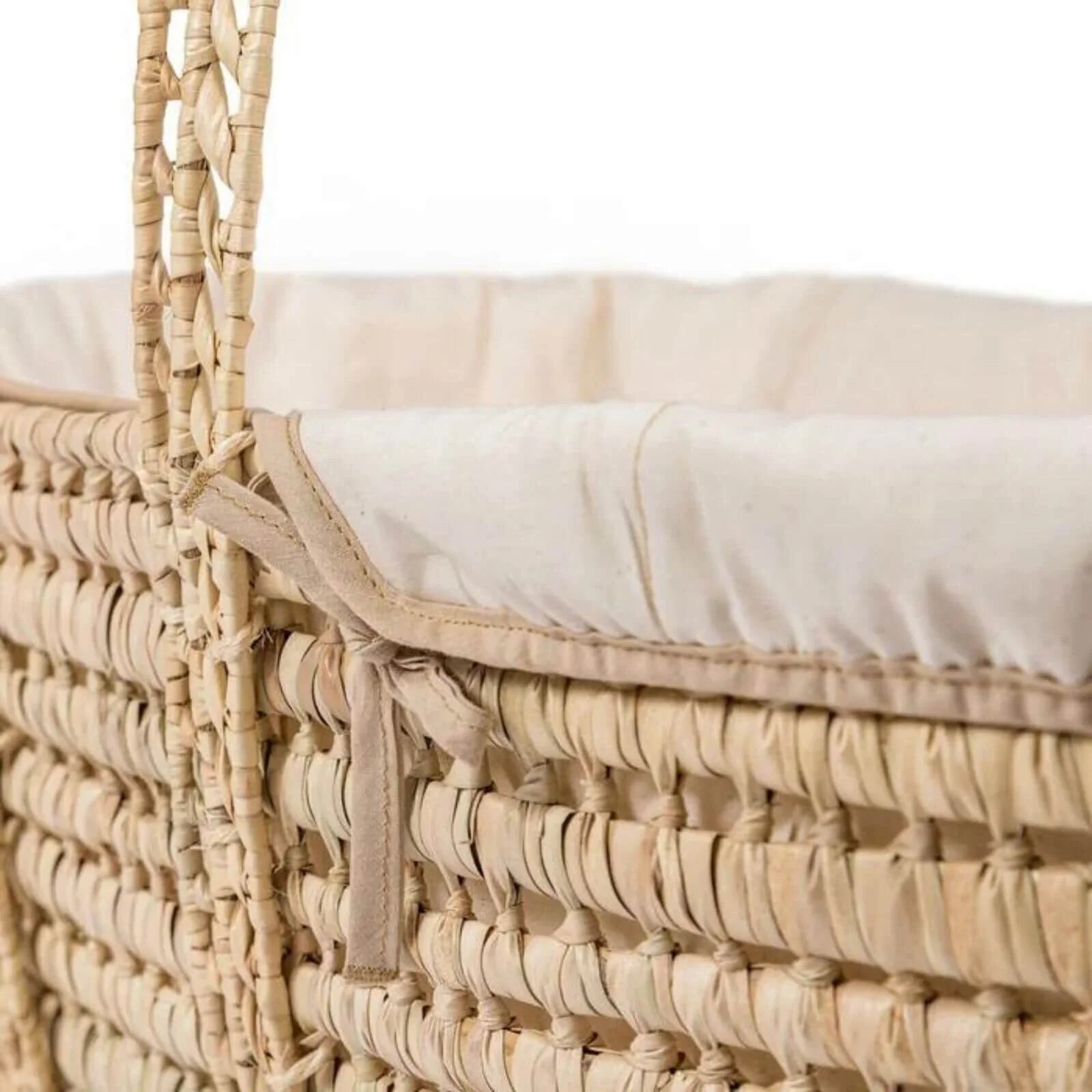 Clair de Lune Cream Organic Palm Moses Basket - Cream - mezetto ebebek ebebek
