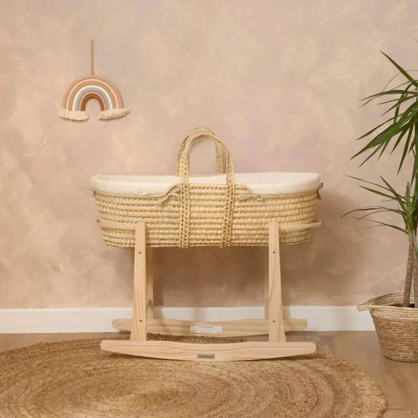 Clair de Lune Cream Organic Palm Moses Basket - Cream - mezetto ebebek ebebek