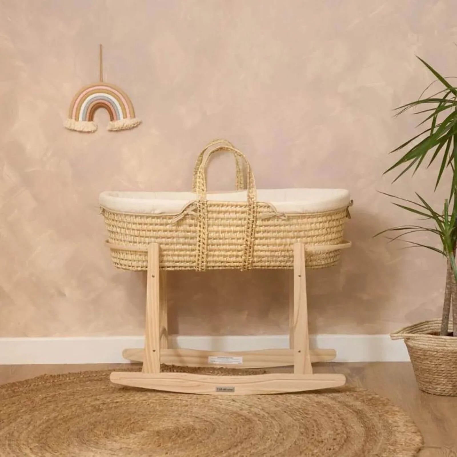 Clair de Lune Cream Organic Palm Moses Basket - Cream - mezetto ebebek ebebek