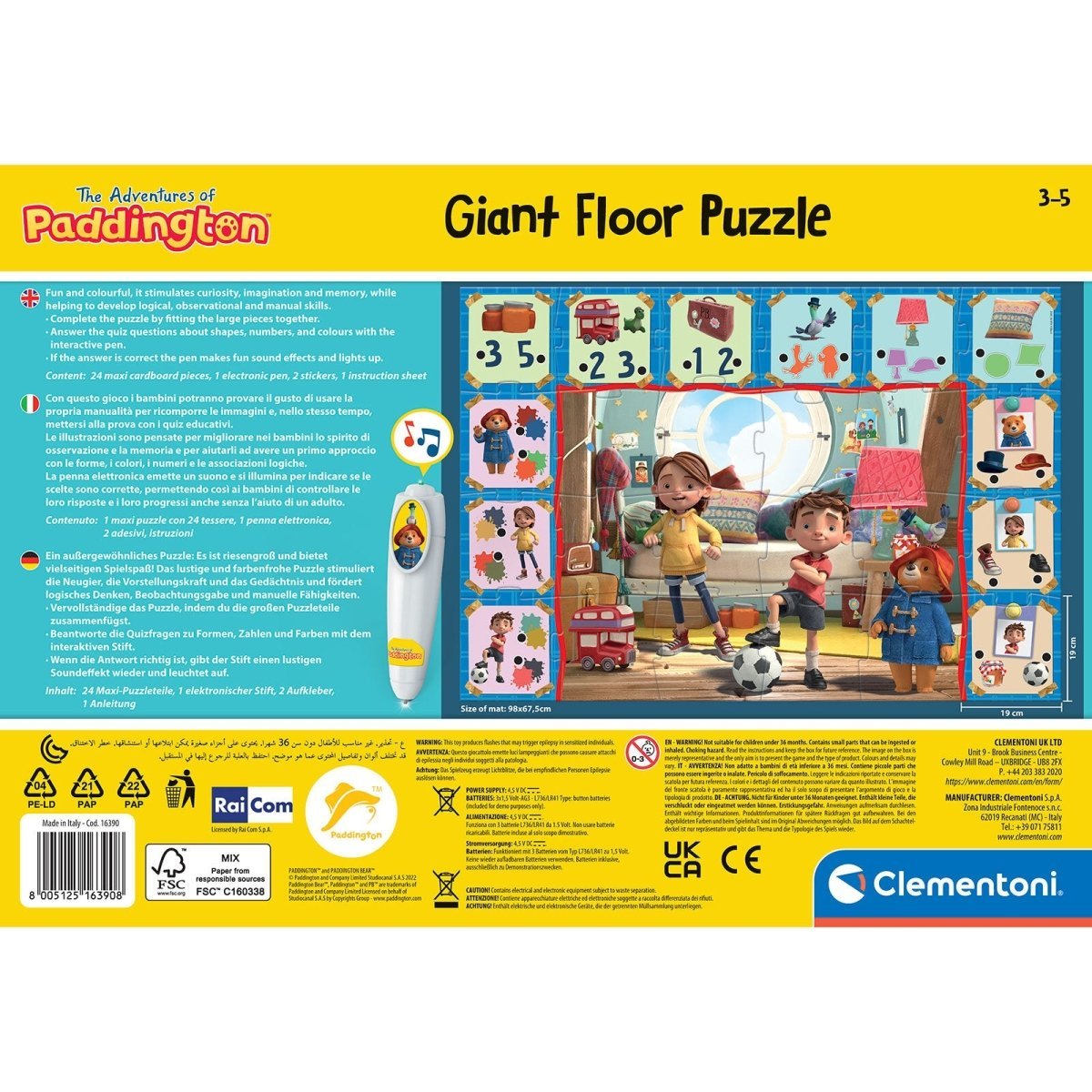 Clementoni 16390 Paddington Giant Floor Puzzle - mezetto ebebek ebebek