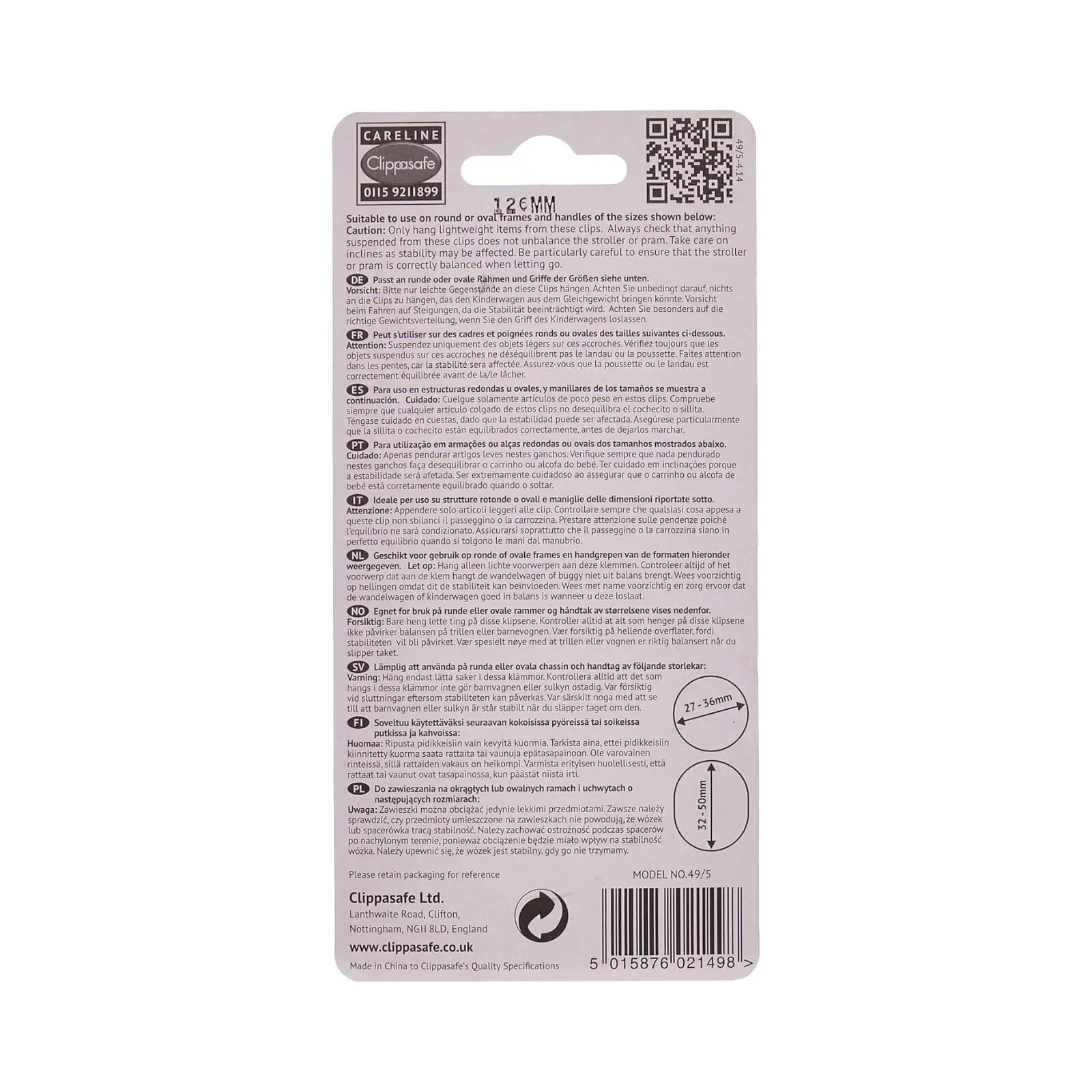 Clippasafe Large Pram & Stroller Bag Clips 2 pcs - mezetto ebebek ebebek