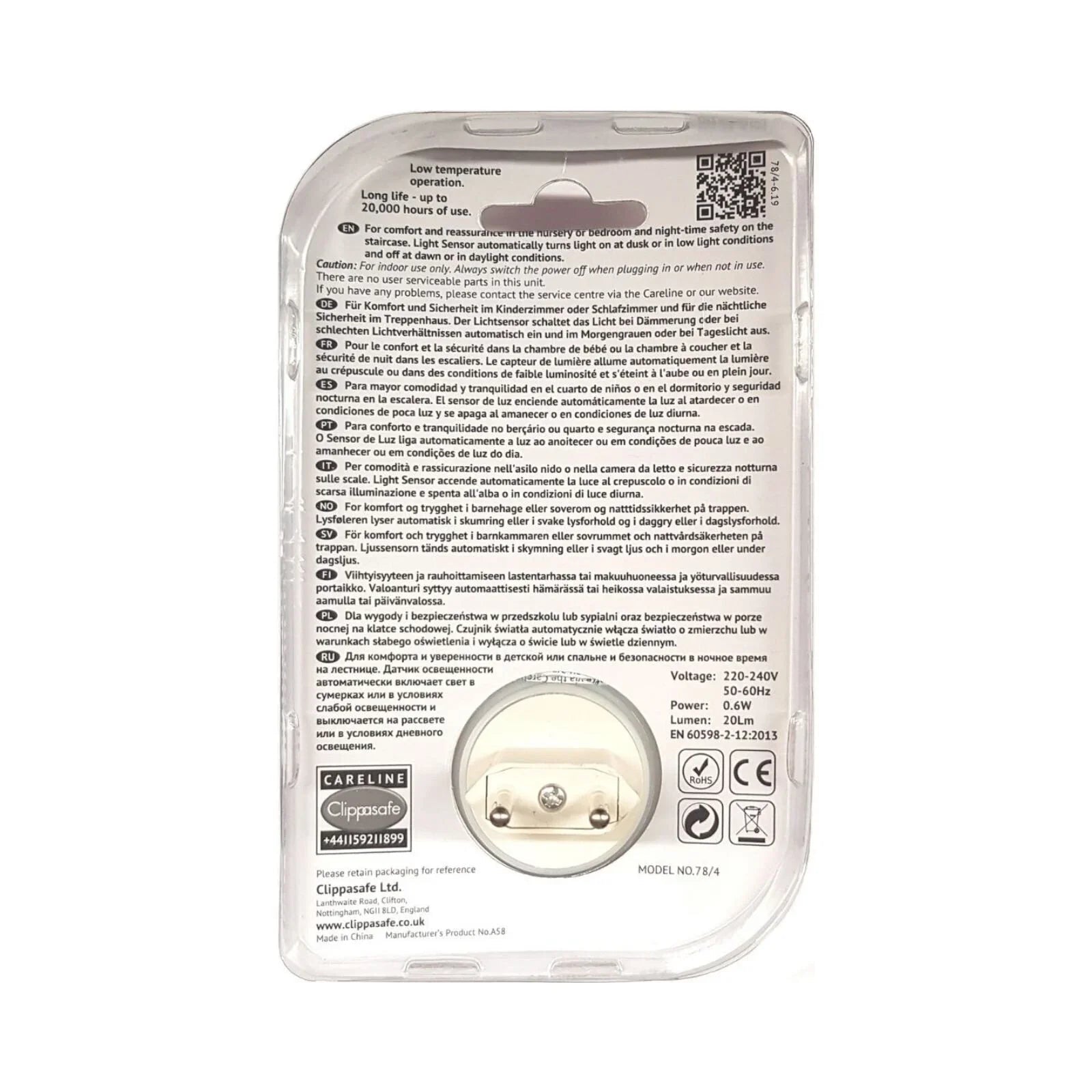 Clippasafe Nightlight with Sensor - mezetto ebebek ebebek