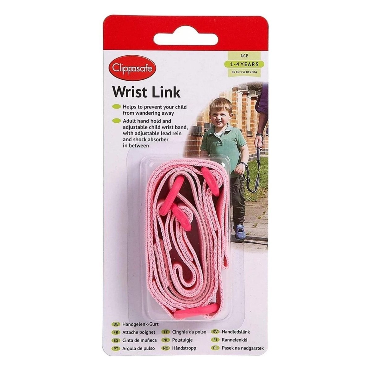 Clippasafe Safety Wrist Link with Shock Absorber - Pink - mezetto ebebek ebebek