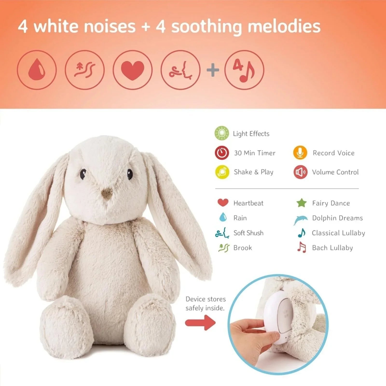 Cloud.b LoveLight Billy Bunny Nightlight & Sound Soother - mezetto ebebek ebebek