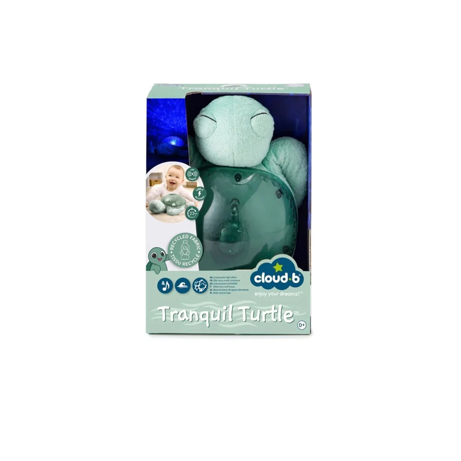 Cloud.b Tranquil Turtle White Noise & Night Light - Green - mezetto ebebek ebebek