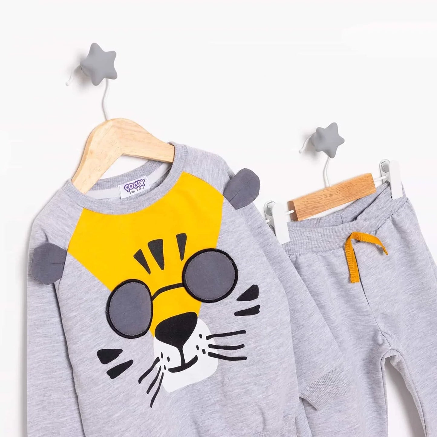 Cocux Animals Boy Jogging Set - Grey - mezetto ebebek ebebek