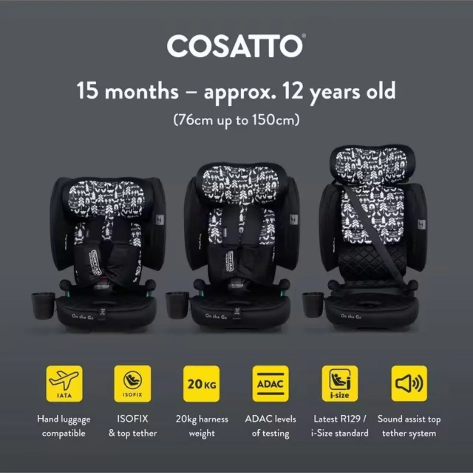 Cosatto On The Go i - Size Travel Car Seat - Silhouette - mezetto ebebek ebebek
