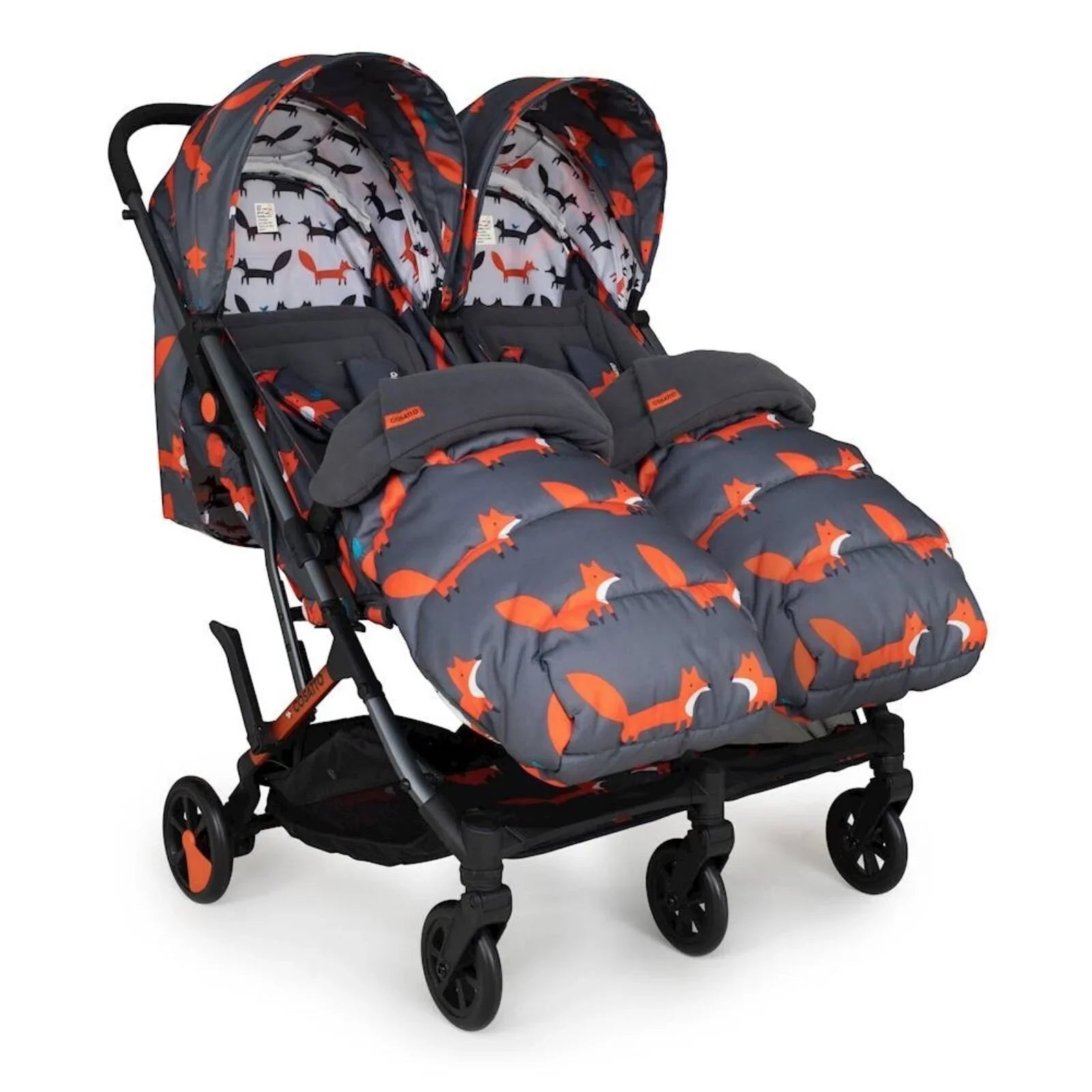 Cosatto Woosh Double Stroller - Charcoal Mister Fox - mezetto ebebek ebebek