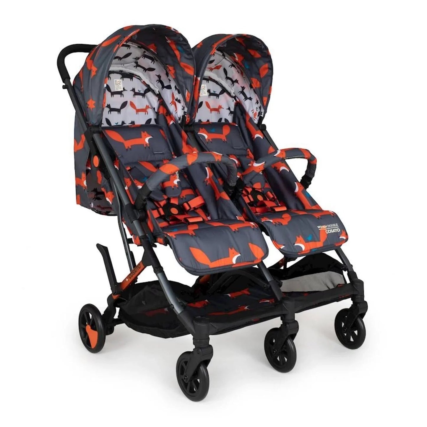 Cosatto Woosh Double Stroller - Charcoal Mister Fox - mezetto ebebek ebebek