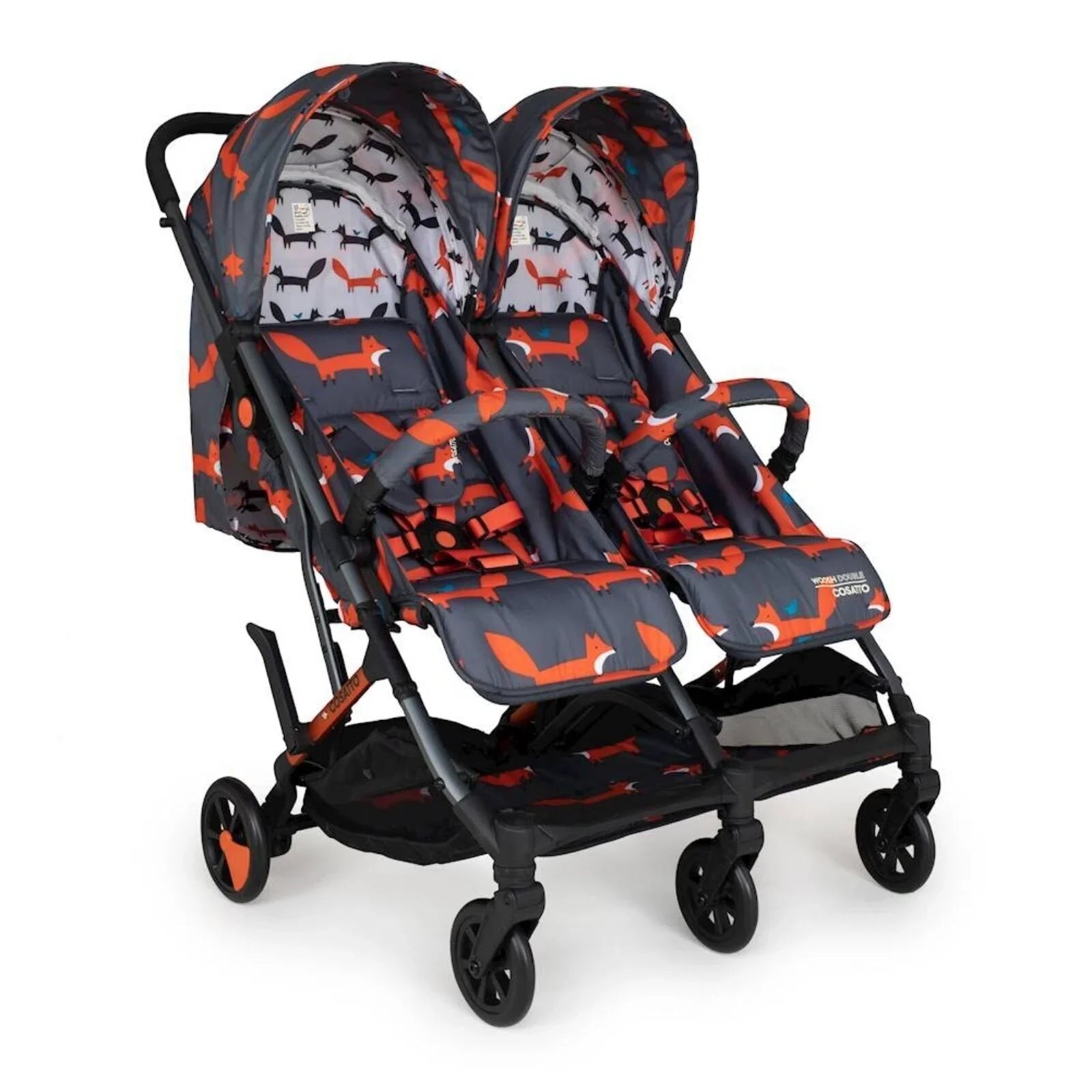 Cosatto Woosh Double Stroller - Charcoal Mister Fox - mezetto ebebek ebebek