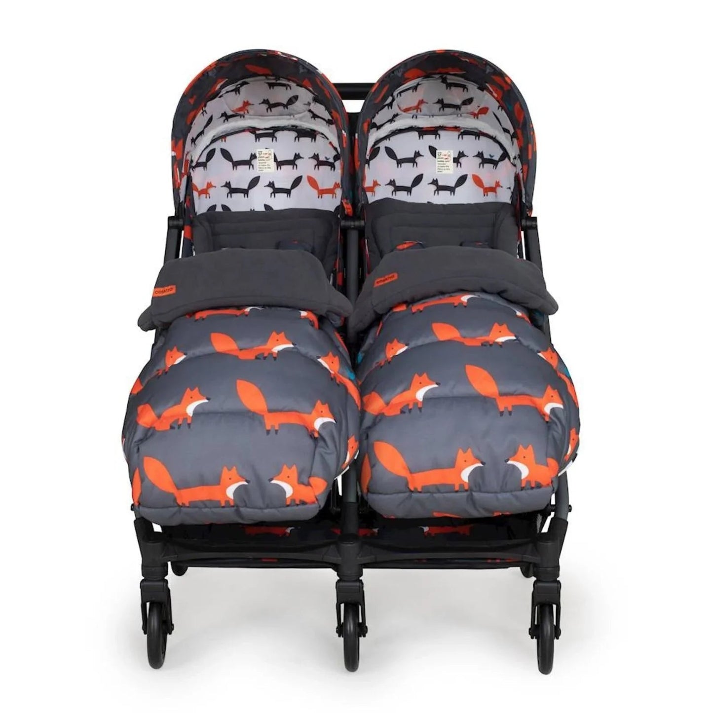 Cosatto Woosh Double Stroller - Charcoal Mister Fox - mezetto ebebek ebebek