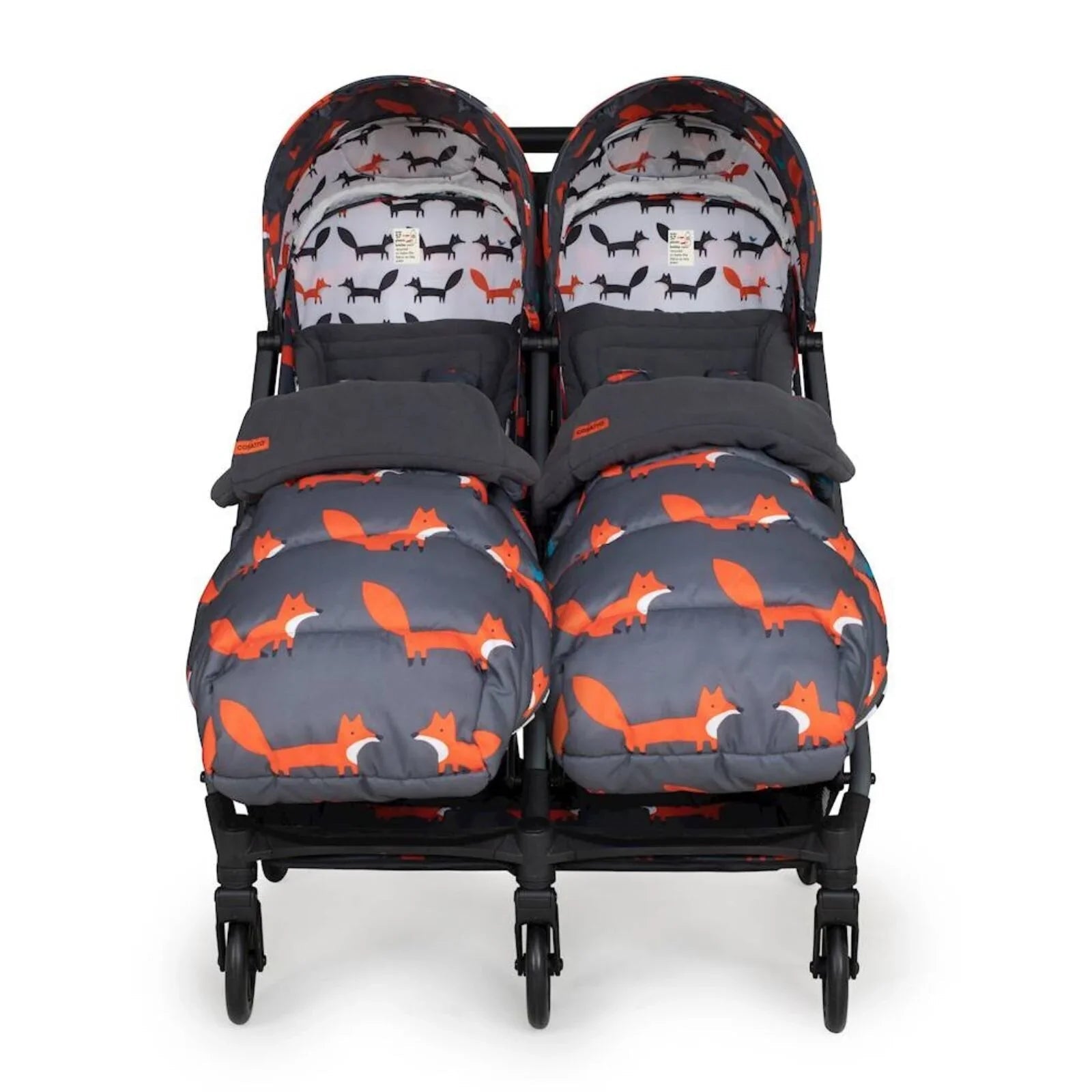 Cosatto Woosh Double Stroller - Charcoal Mister Fox - mezetto ebebek ebebek