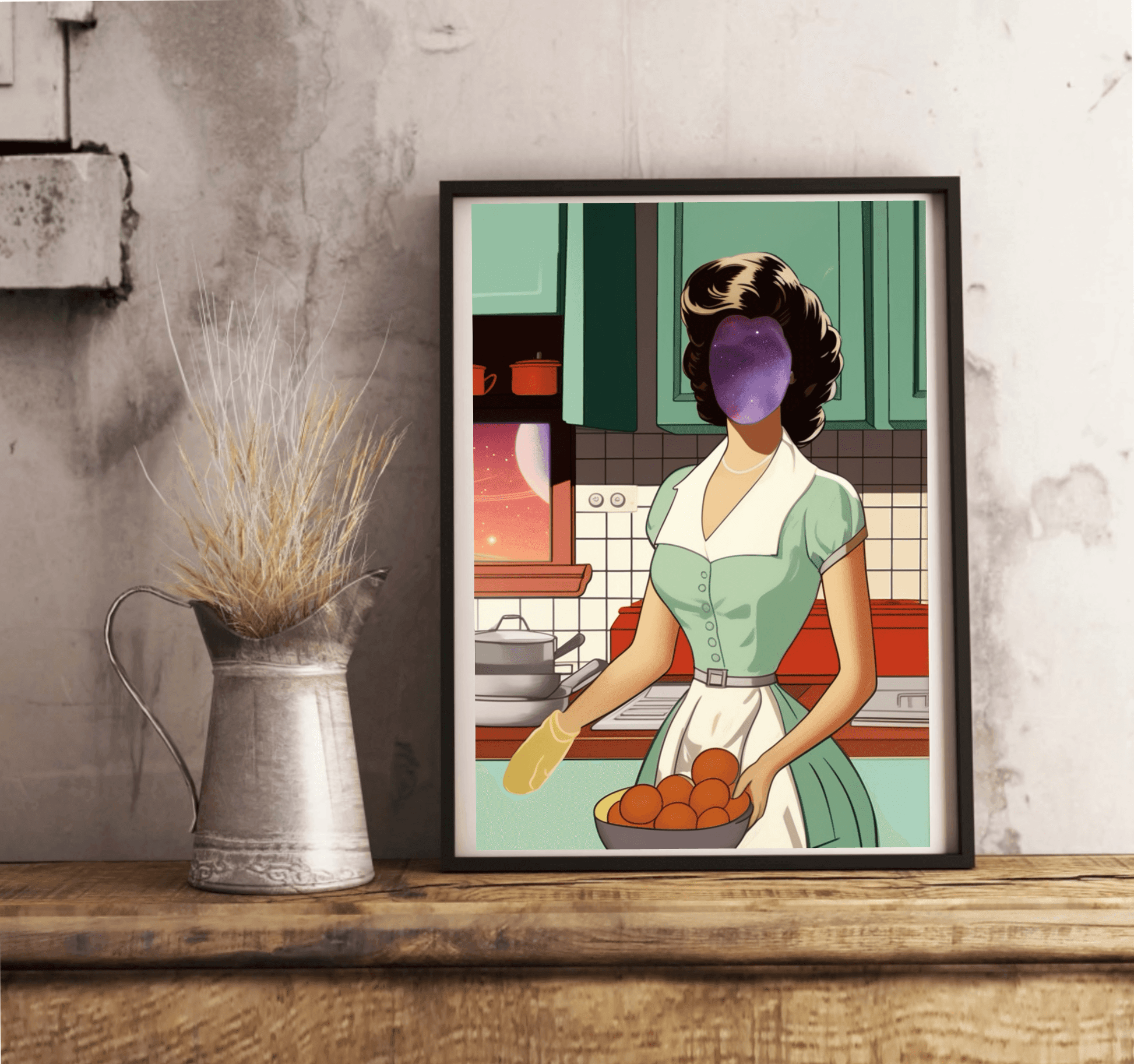 Cosmic Homemaker Print | Retro Space Wall Art A3 A4 A5 - mezetto KEOLIX KEOLIX