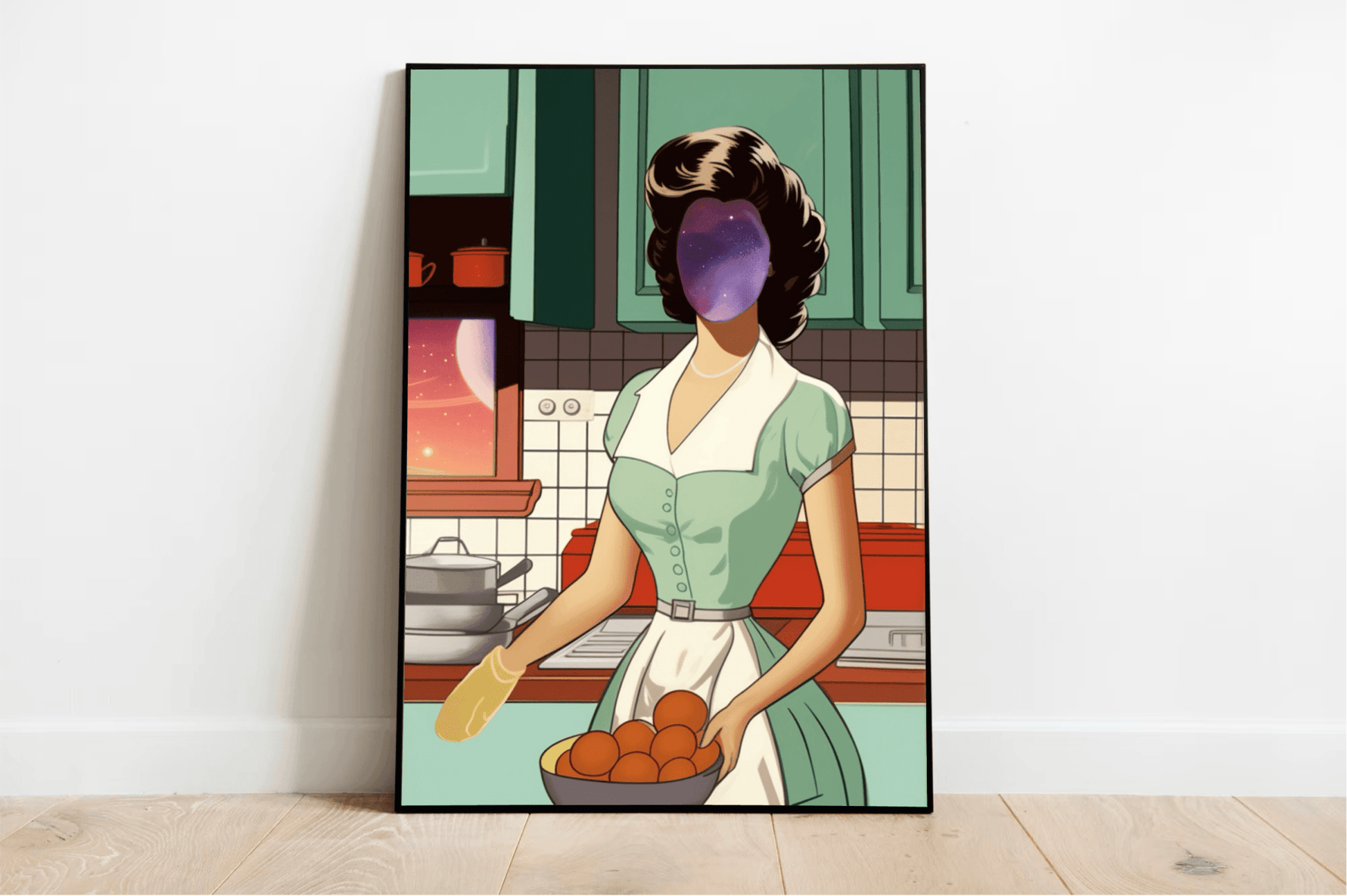 Cosmic Homemaker Print | Retro Space Wall Art A3 A4 A5 - mezetto KEOLIX KEOLIX