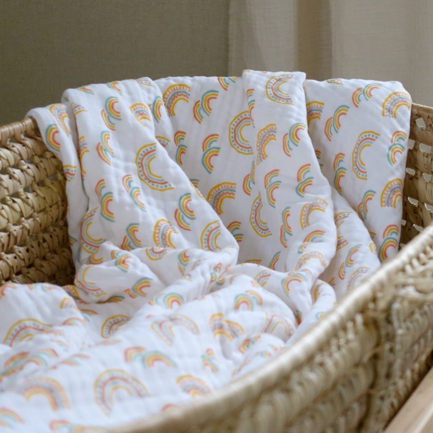Cotton Muslin Baby Blanket - Rainbow or Woodland - mezetto Baby&More Baby&More