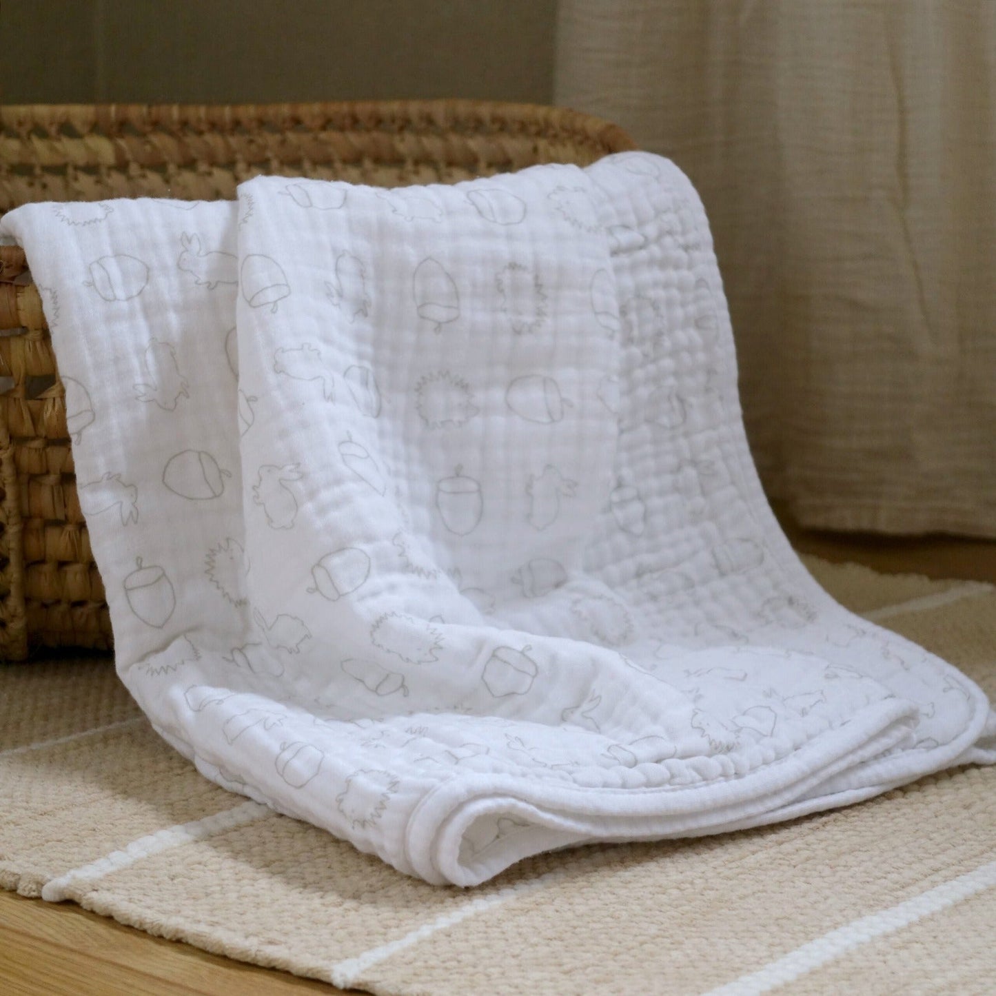 Cotton Muslin Baby Blanket - Rainbow or Woodland - mezetto Baby&More Baby&More