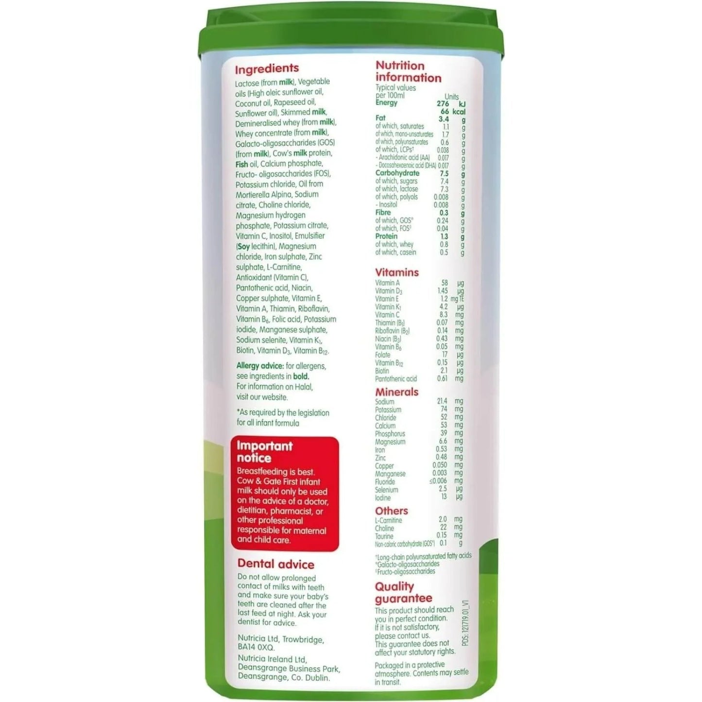 Cow and Gate 1 First Infant Milk Formula 0 - 6 months 800g - mezetto ebebek ebebek