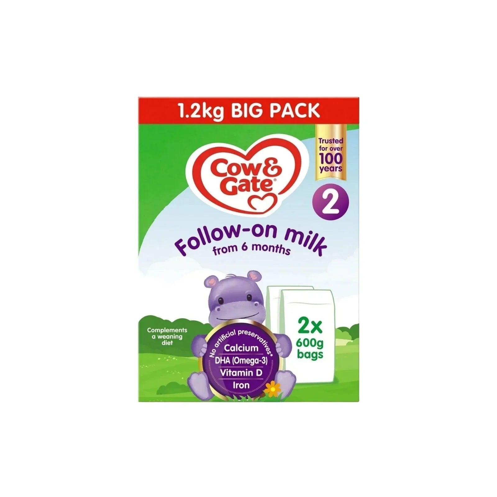 Cow and Gate 2 Follow On Milk Formula 6 - 12 months 1.2kg (2x600g) - mezetto ebebek ebebek
