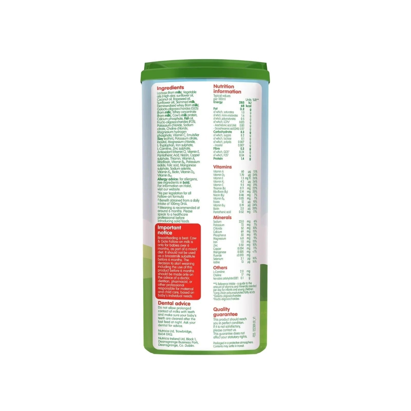Cow and Gate 2 Follow On Milk Formula 6 - 12 months 800g - mezetto ebebek ebebek