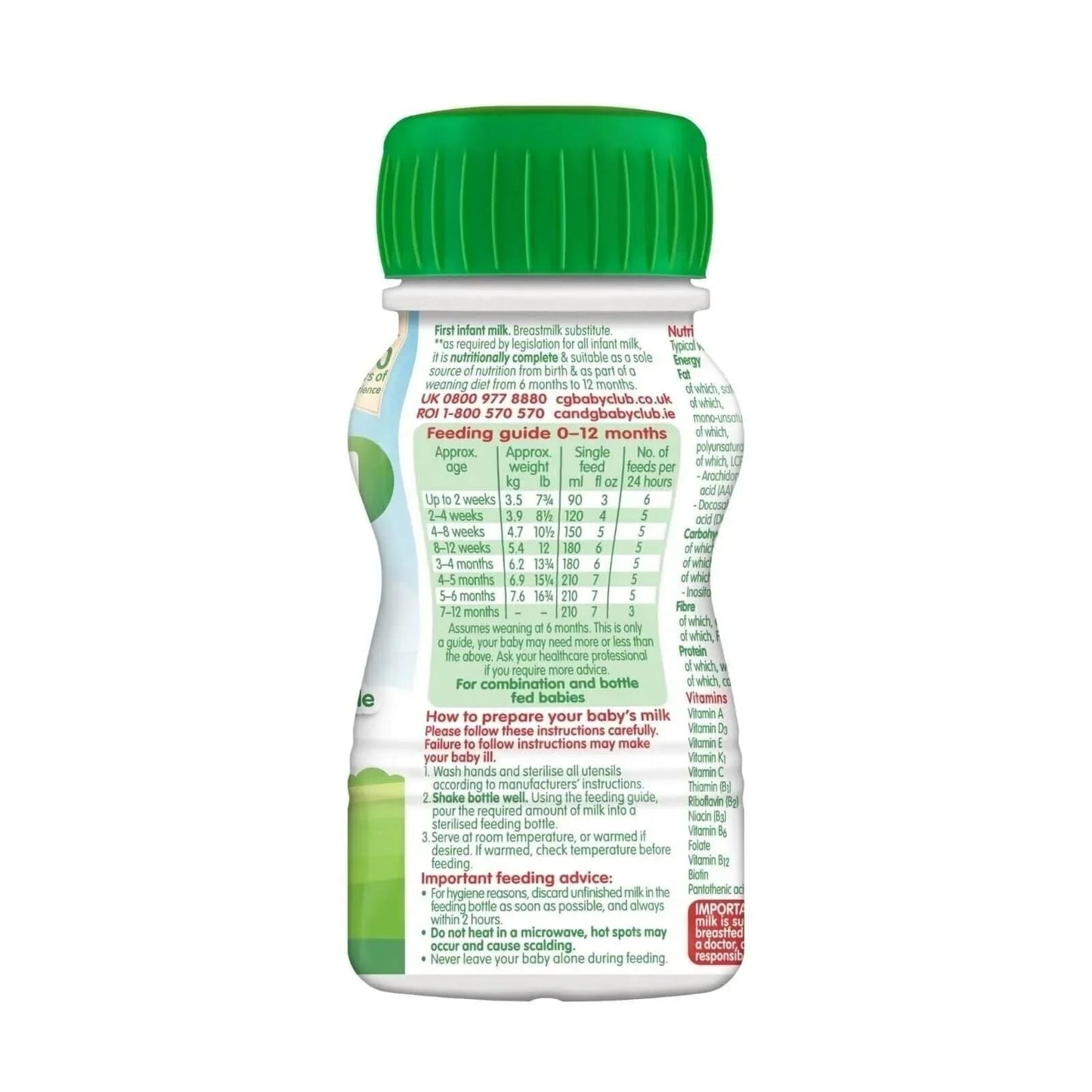 Cow & Gate 1 First Infant Ready to Feed Liquid Milk from Birth 200ml Pack of 12 - mezetto ebebek ebebek