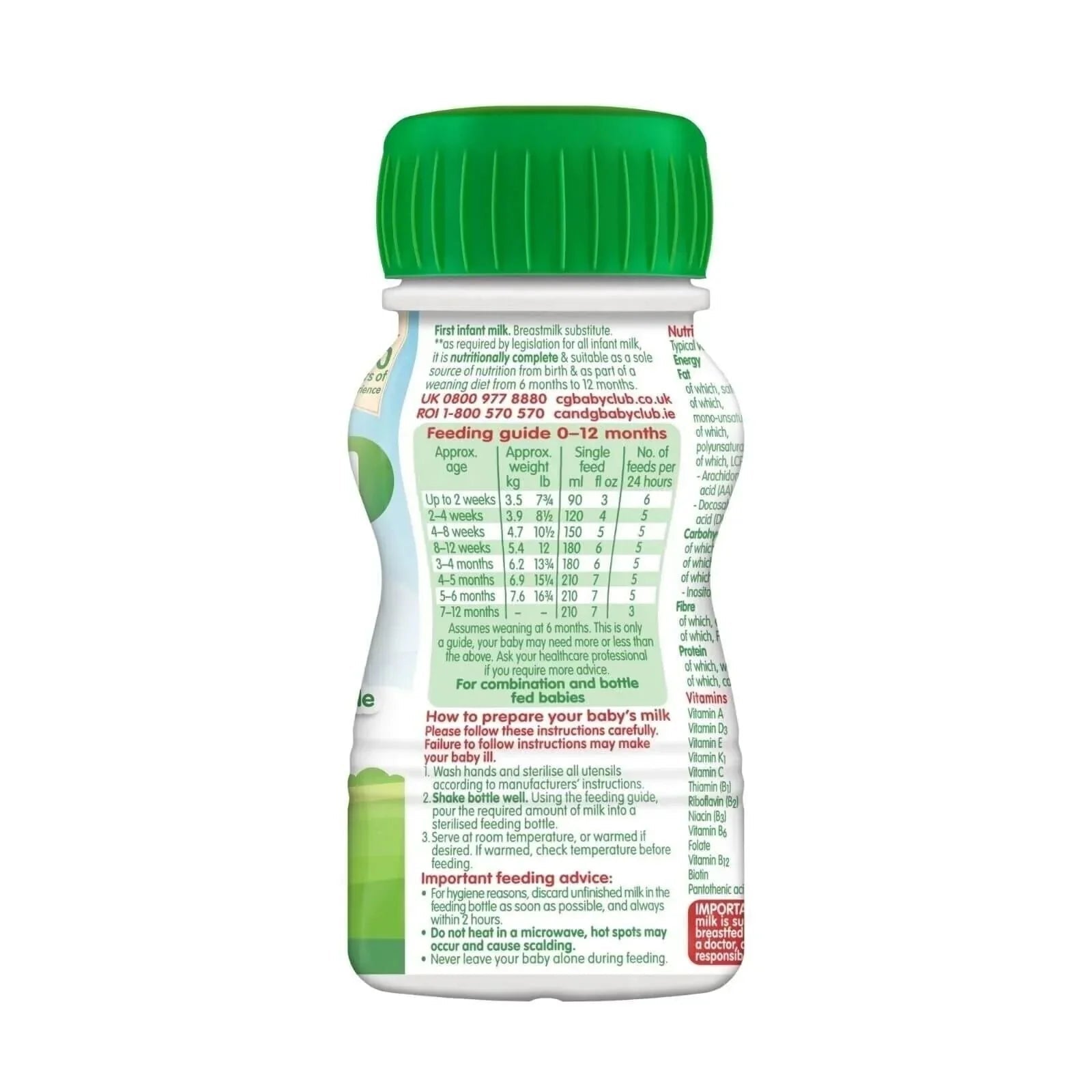 Cow & Gate 1 First Infant Ready to Feed Liquid Milk from Birth 200ml Pack of 12 - mezetto ebebek ebebek