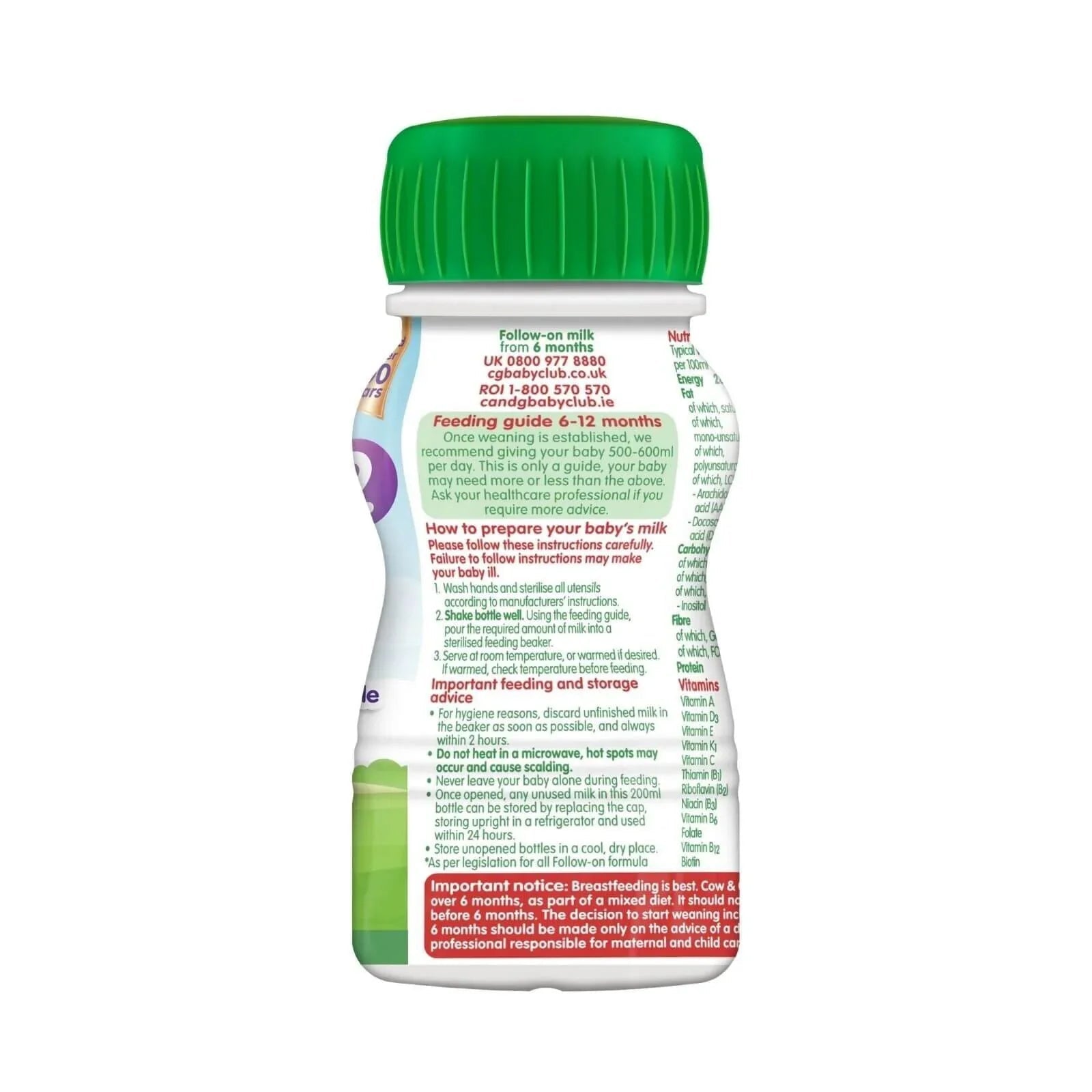 Cow & Gate 2 Follow On Ready to Drink Liquid Milk 6+ months 200ml - mezetto ebebek ebebek
