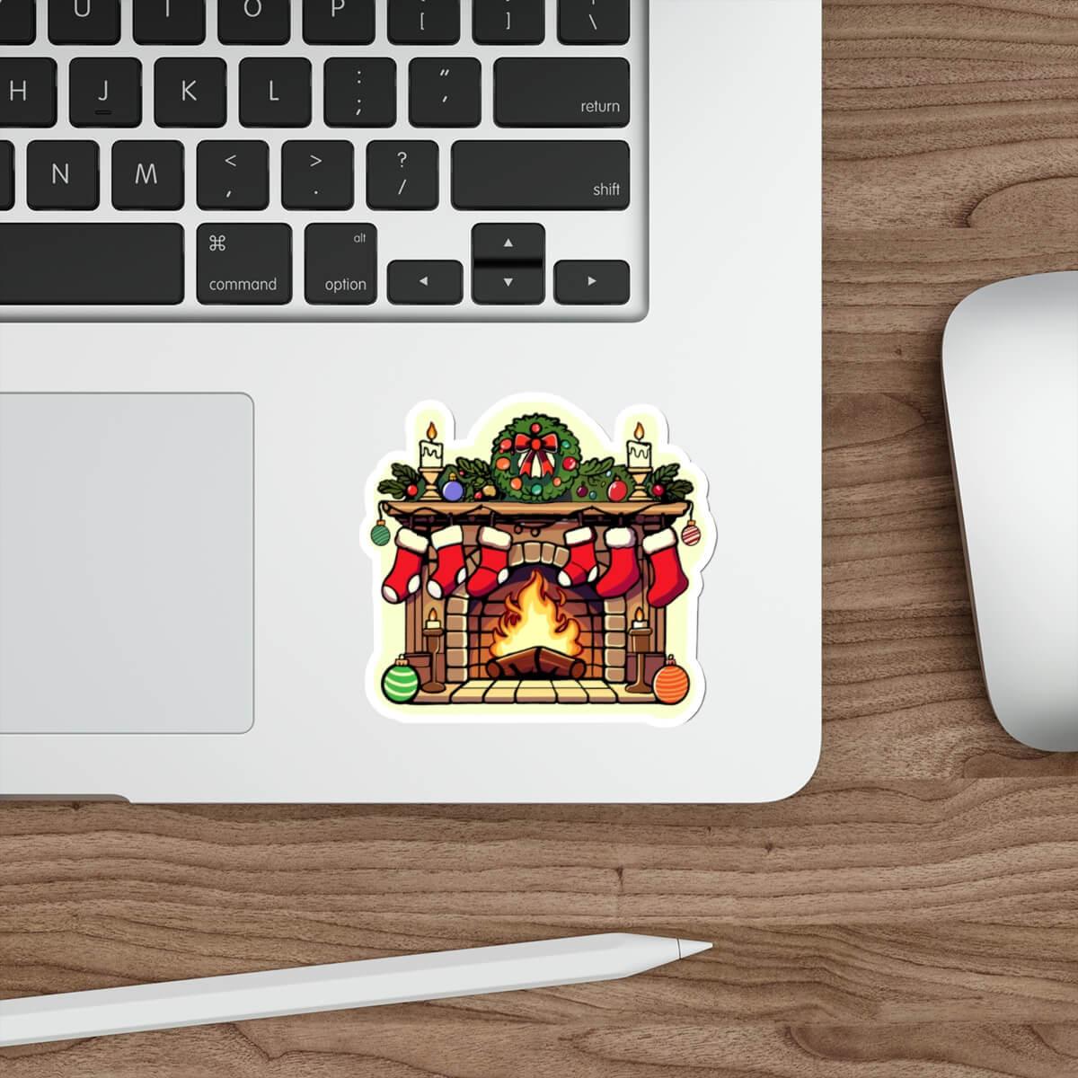 Cozy Christmas Fireplace Sticker – Festive Vinyl - mezetto KEOLIX KEOLIX