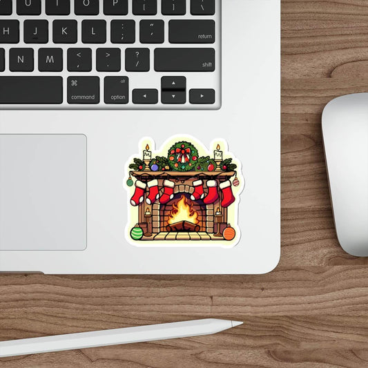 Cozy Christmas Fireplace Sticker – Festive Vinyl - mezetto KEOLIX KEOLIX